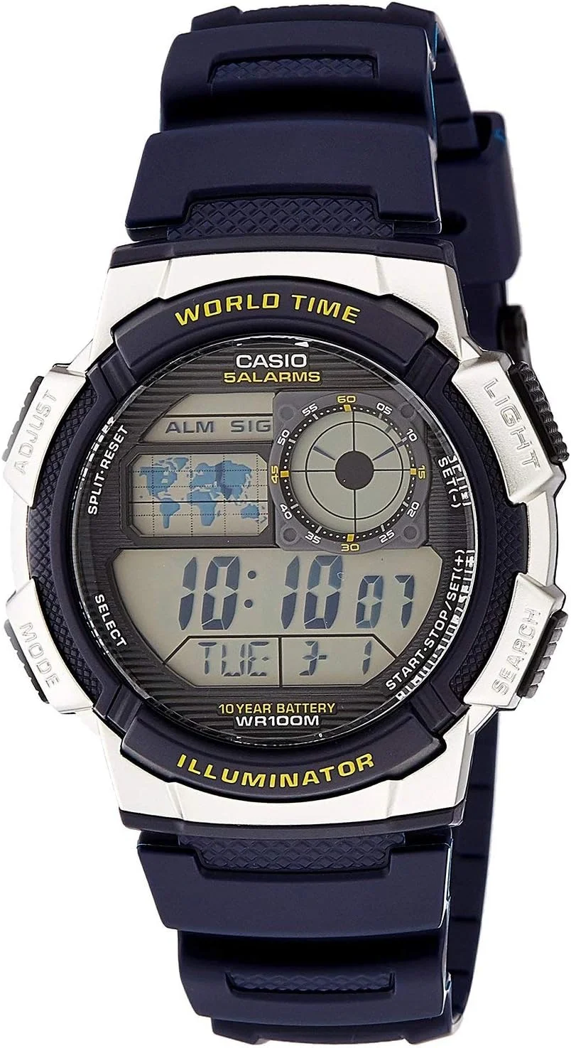 ساعت مچی دیجیتال مردانه کاسیو مدل AE-1000W-2AVDF، آبی/خاکستری، بند رزینی