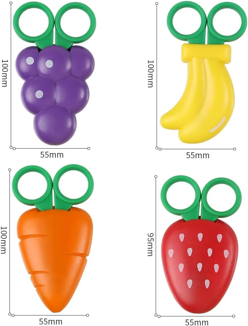 ست 4 عددی قیچی میوه خوری دستی SGERUFZ برای کودکان و بزرگسالان - توت فرنگی، هویج، انگور، موز ست 4 عددی قیچی میوه خوری دستی SGERUFZ برای کودکان و بزرگسالان - توت فرنگی، هویج، انگور، موز