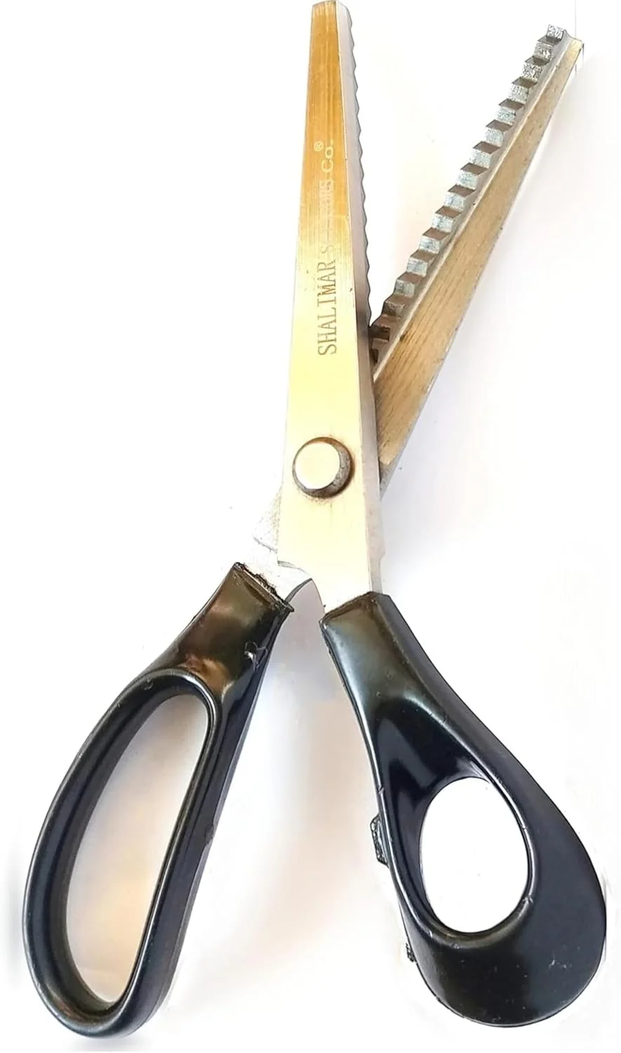 قیچی زیگزاگ حرفه ای 9 اینچی شالیمار برای برش پارچه، کار خیاطی، فولاد ملایم، دسته های ارگونومیک، فوق العاده تیز، قیچی دالبر برای خیاطی