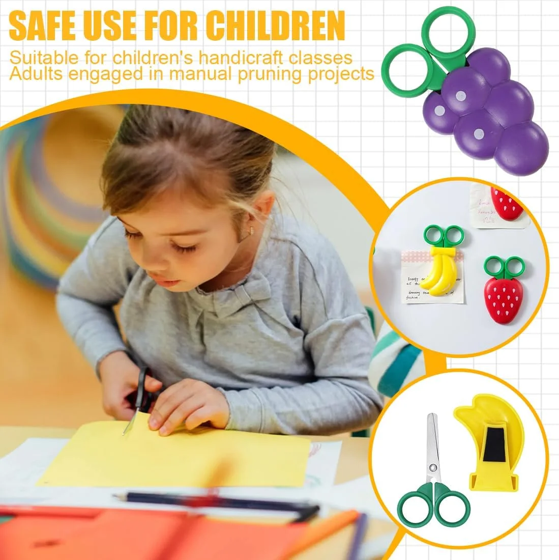 ست 4 عددی قیچی میوه خوری دستی SGERUFZ برای کودکان و بزرگسالان - توت فرنگی، هویج، انگور، موز ست 4 عددی قیچی میوه خوری دستی SGERUFZ برای کودکان و بزرگسالان - توت فرنگی، هویج، انگور، موز