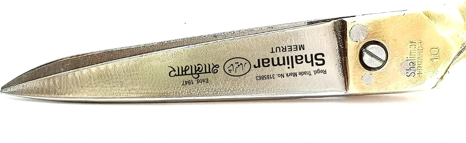 قیچی خیاطی 10 اینچی برند شالیمار، دسته برنجی کانادار، مناسب برش پارچه و چرم، صنعتی و بزرگ، مخصوص کار خیاطی حرفه ای (ساخت دست در هند) مناسب دست راست قیچی خیاطی 10 اینچی برند شالیمار، دسته برنجی کانادار، مناسب برش پارچه و چرم، صنعتی و بزرگ، مخصوص کار خیاطی حرفه ای (ساخت دست در هند) مناسب دست راست