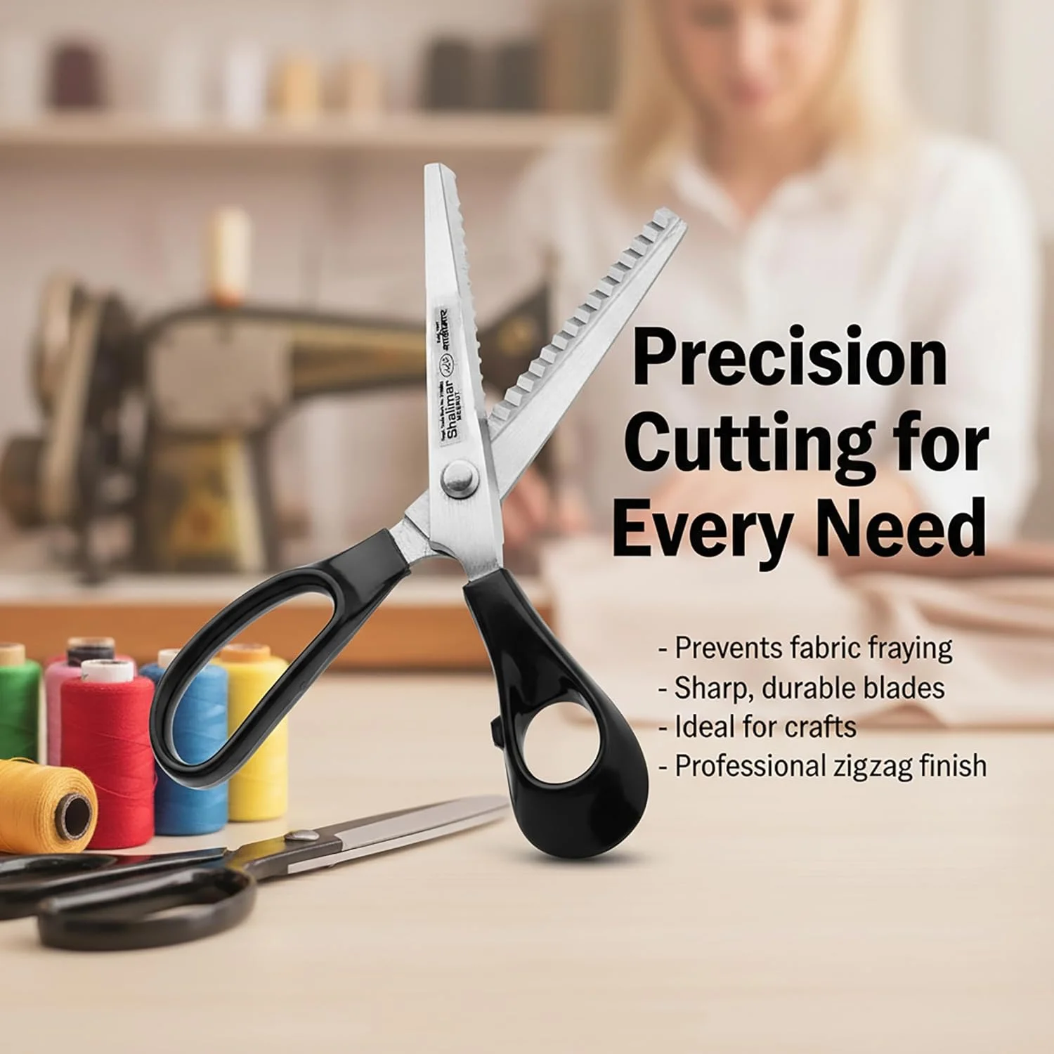 قیچی زیگزاگ حرفه ای 9 اینچی شالیمار برای برش پارچه، کار خیاطی، فولاد ملایم، دسته های ارگونومیک، فوق العاده تیز، قیچی دالبر برای خیاطی قیچی زیگزاگ حرفه ای 9 اینچی شالیمار برای برش پارچه، کار خیاطی، فولاد ملایم، دسته های ارگونومیک، فوق العاده تیز، قیچی دالبر برای خیاطی