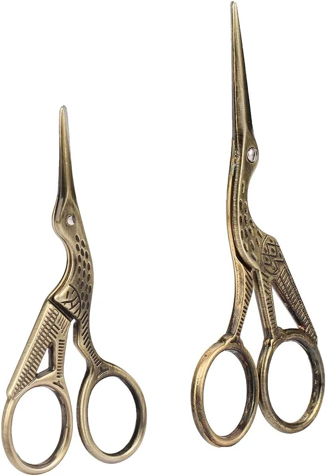 قیچی خیاطی دو سایز طرح برنزی عتیقه درنا، قیچی خیاطی برای خیاطی، گلدوزی، کاردستی DIY