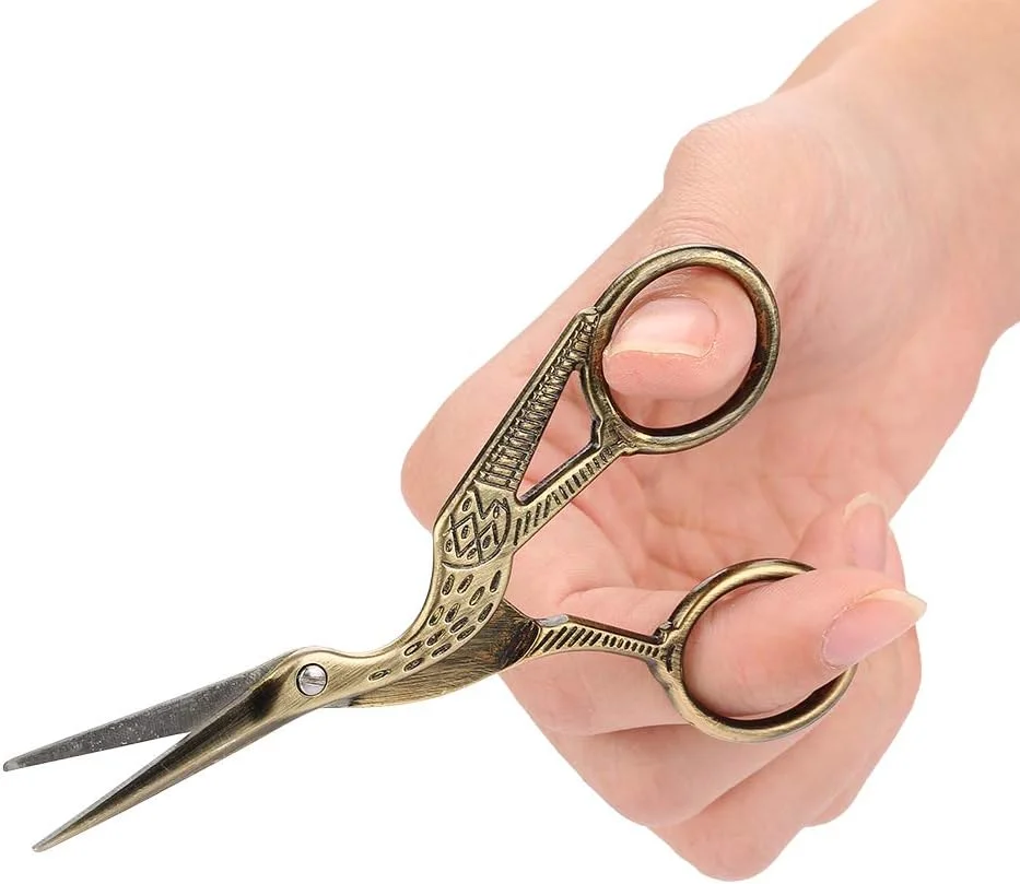 قیچی خیاطی دو سایز طرح برنزی عتیقه درنا، قیچی خیاطی برای خیاطی، گلدوزی، کاردستی DIY