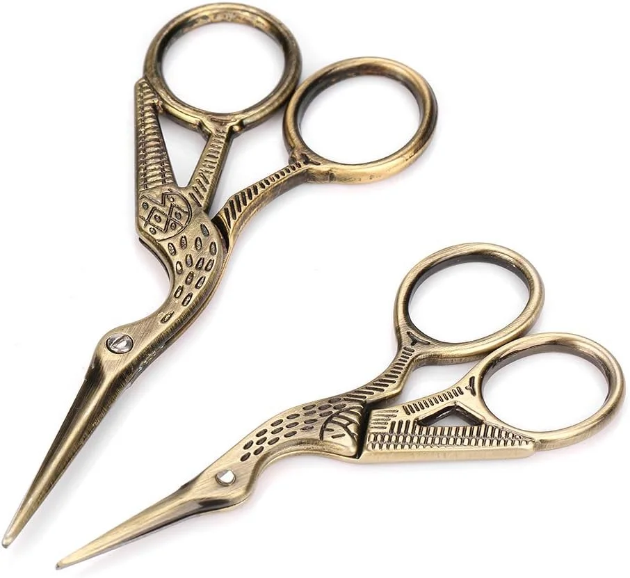 قیچی خیاطی دو سایز طرح برنزی عتیقه درنا، قیچی خیاطی برای خیاطی، گلدوزی، کاردستی DIY