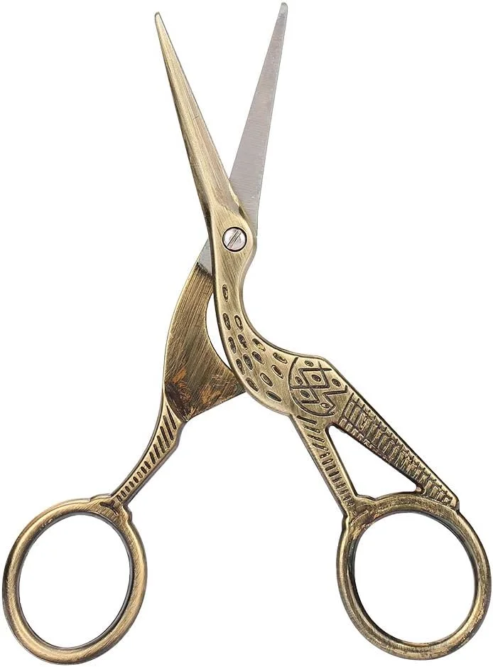 قیچی خیاطی دو سایز طرح برنزی عتیقه درنا، قیچی خیاطی برای خیاطی، گلدوزی، کاردستی DIY