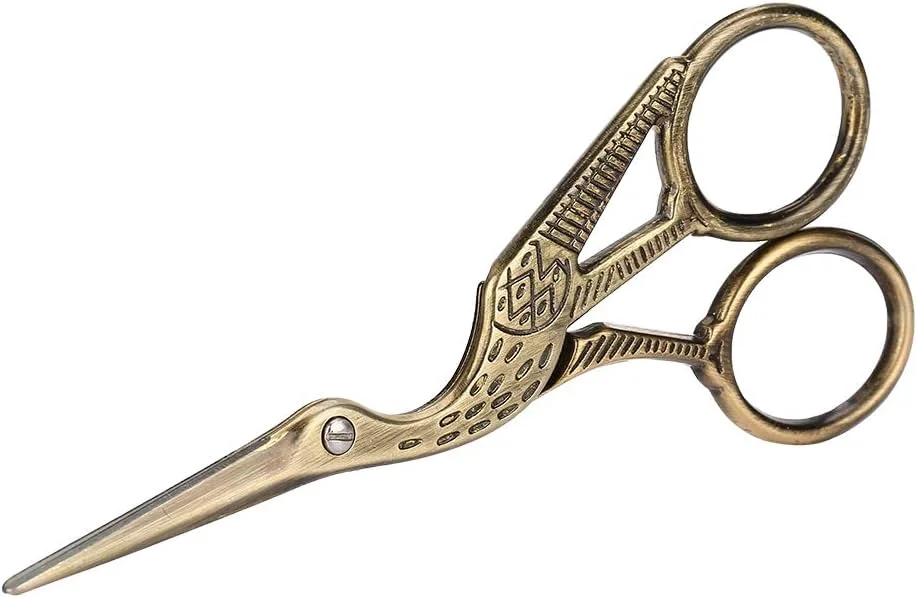 قیچی خیاطی دو سایز طرح برنزی عتیقه درنا، قیچی خیاطی برای خیاطی، گلدوزی، کاردستی DIY