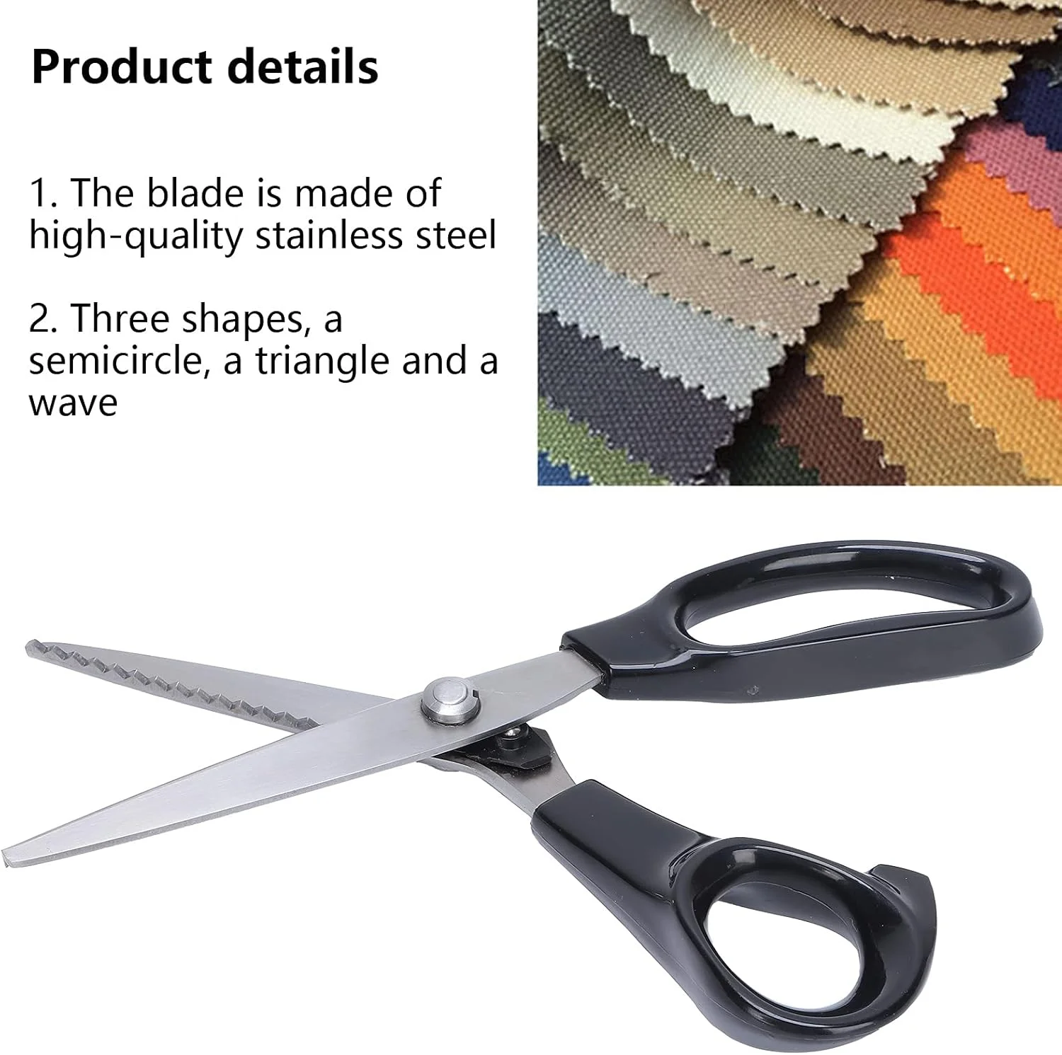 قیچی دالبر موجی، قیچی زیگزاگ استیل ضد زنگ بادوام، راحت برای لبه دوزی چرم، خیاطی پارچه و صنایع دستی