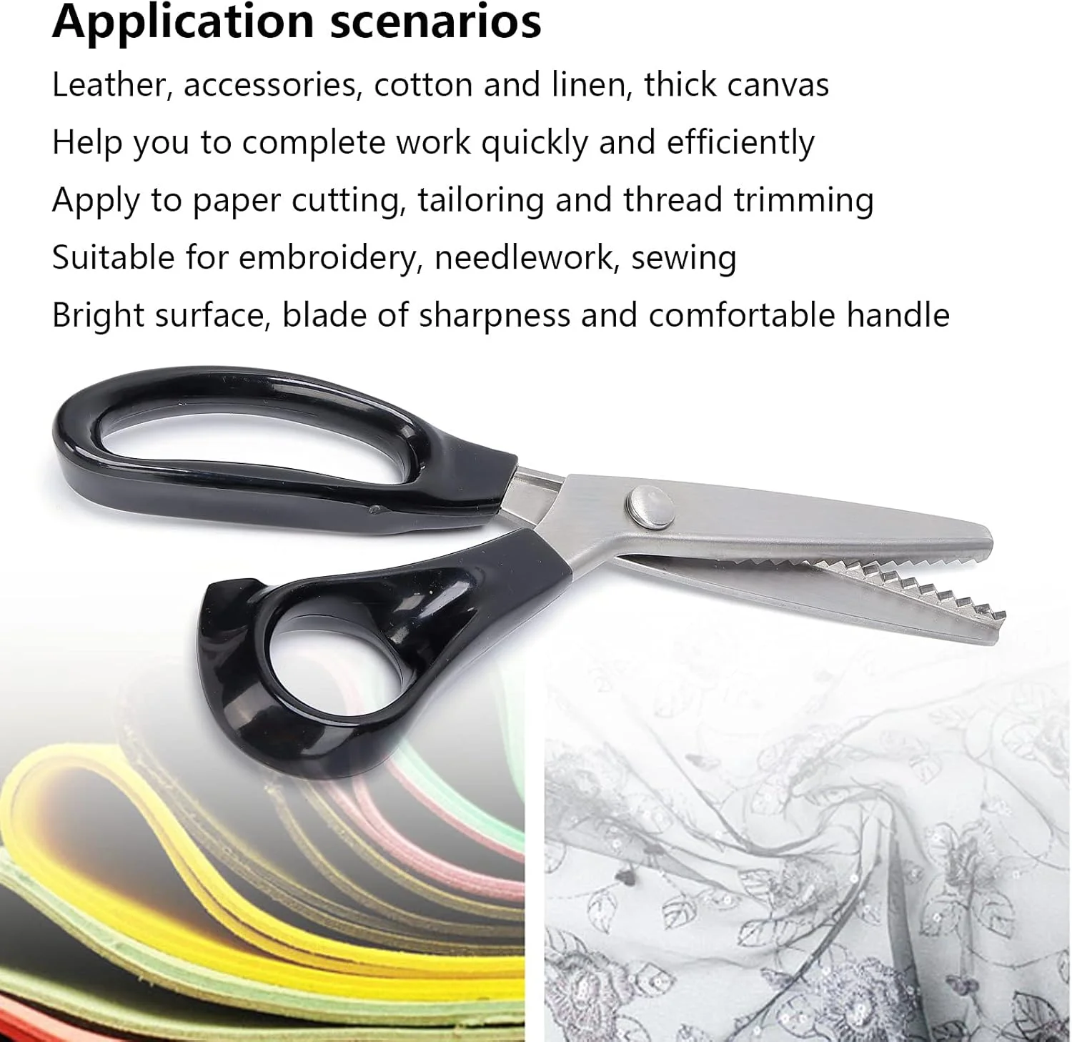 قیچی دالبر موجی، قیچی زیگزاگ استیل ضد زنگ بادوام، راحت برای لبه دوزی چرم، خیاطی پارچه و صنایع دستی