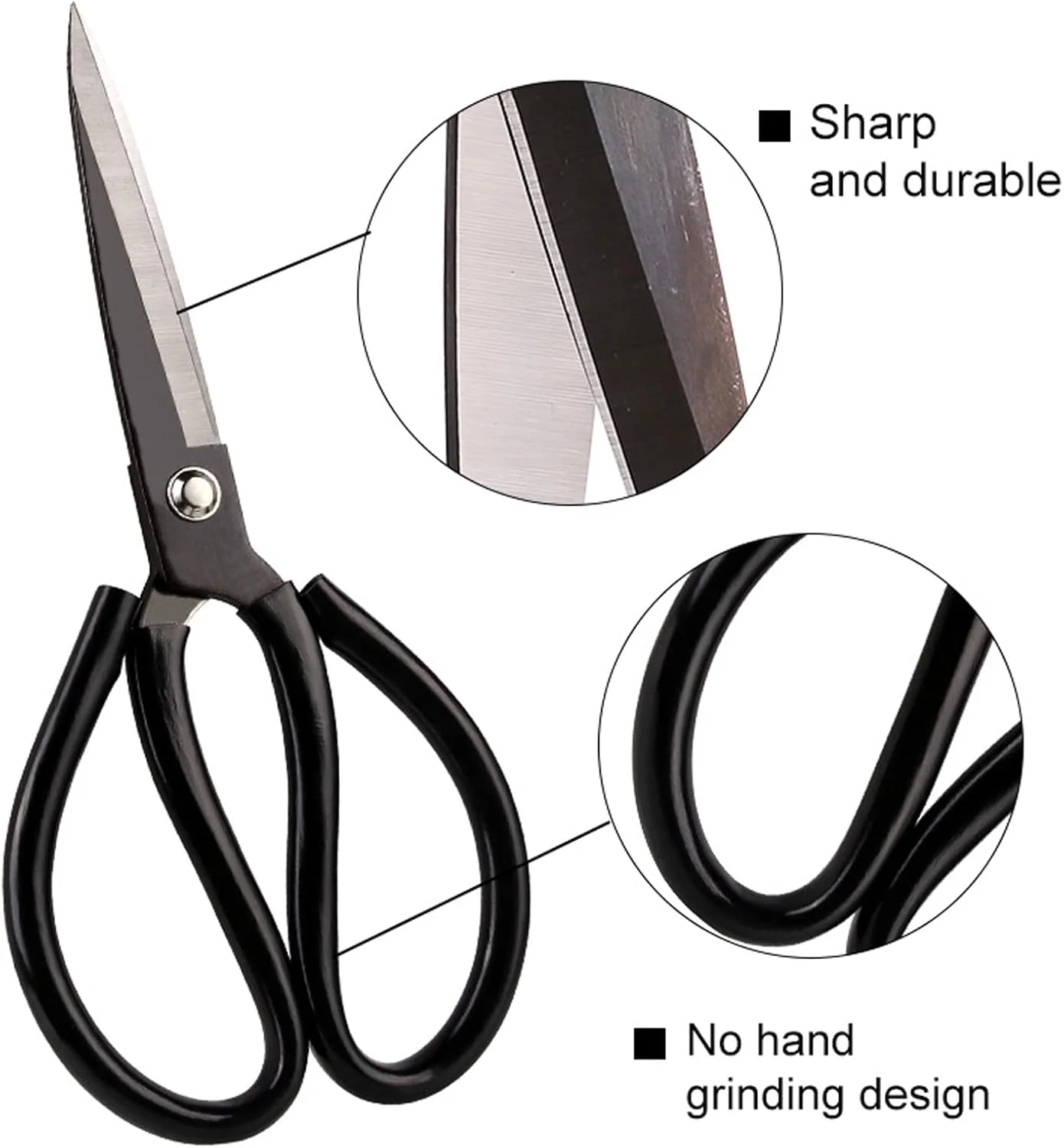 قیچی خیاطی دسته لاستیکی مشکی با طراحی ارگونومیک، قیچی چند منظوره برای برش پارچه، خیاطی و دوخت لباس قیچی خیاطی دسته لاستیکی مشکی با طراحی ارگونومیک، قیچی چند منظوره برای برش پارچه، خیاطی و دوخت لباس