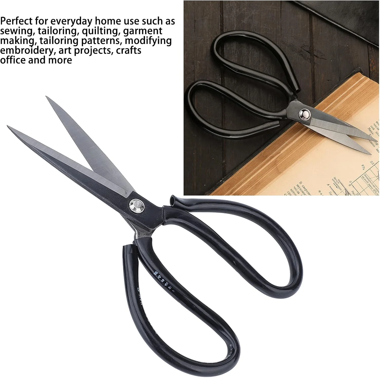 قیچی خیاطی دسته لاستیکی مشکی با طراحی ارگونومیک، قیچی چند منظوره برای برش پارچه، خیاطی و دوخت لباس قیچی خیاطی دسته لاستیکی مشکی با طراحی ارگونومیک، قیچی چند منظوره برای برش پارچه، خیاطی و دوخت لباس