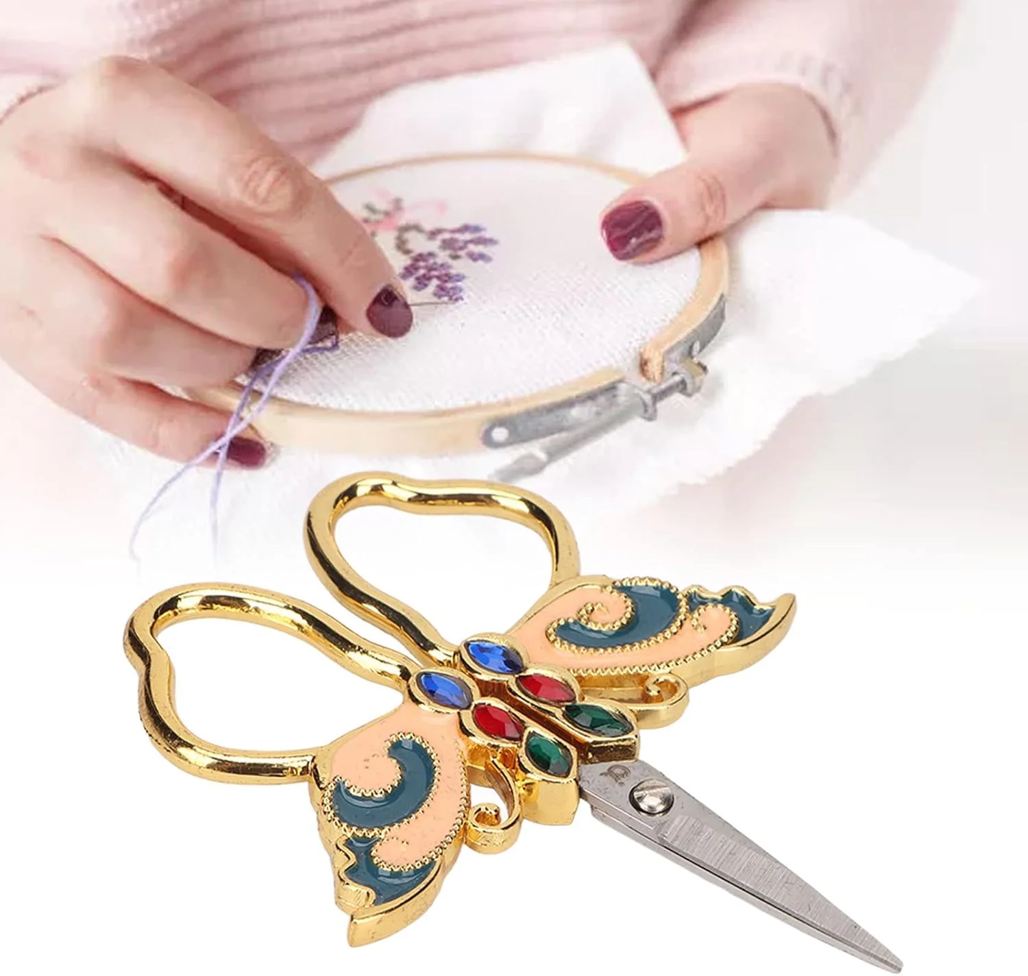 قیچی گلدوزی خیاطی Tesoura Retro، برشگر با ظاهر منحصر به فرد به سبک رترو برای کارهای هنری و صنایع دستی DIY و سوزن دوزی