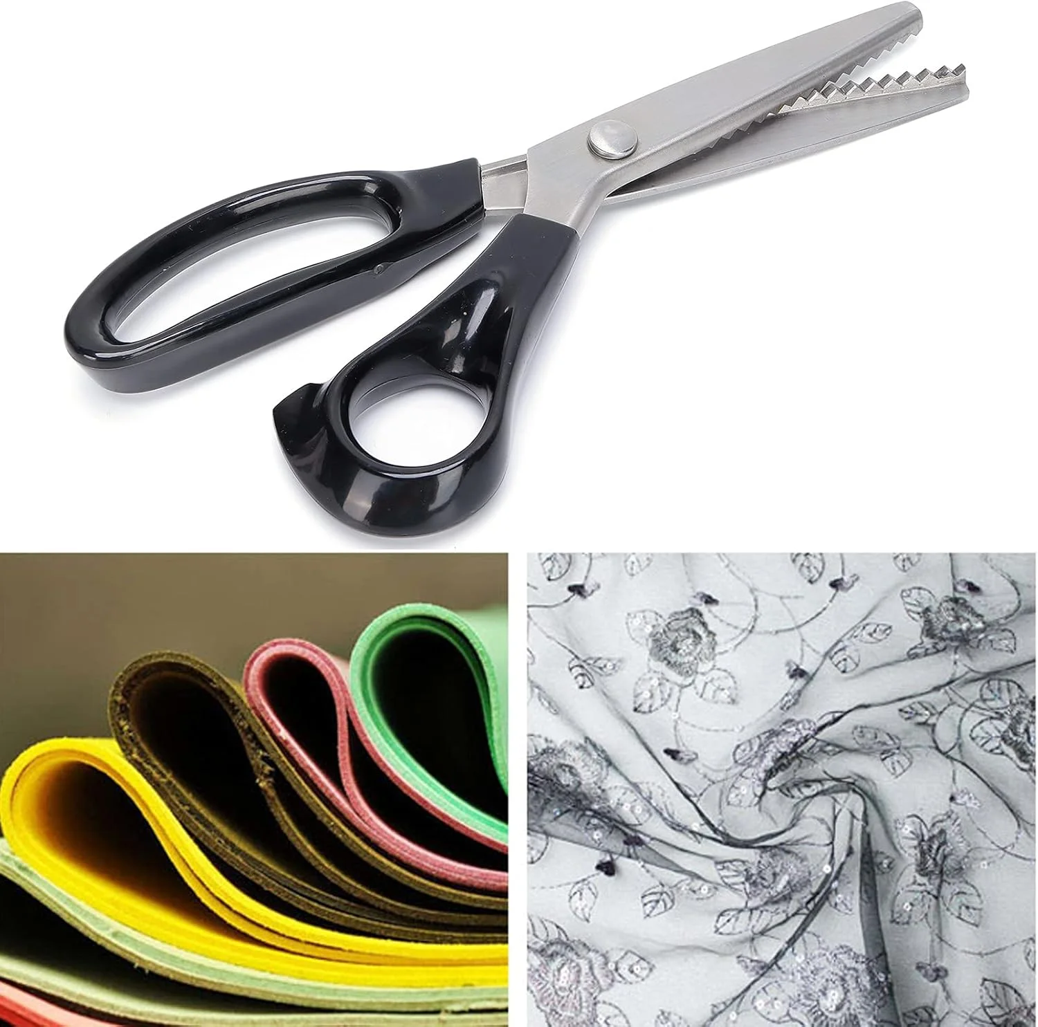 قیچی دالبر موجی، قیچی زیگزاگ استیل ضد زنگ بادوام، راحت برای لبه دوزی چرم، خیاطی پارچه و صنایع دستی