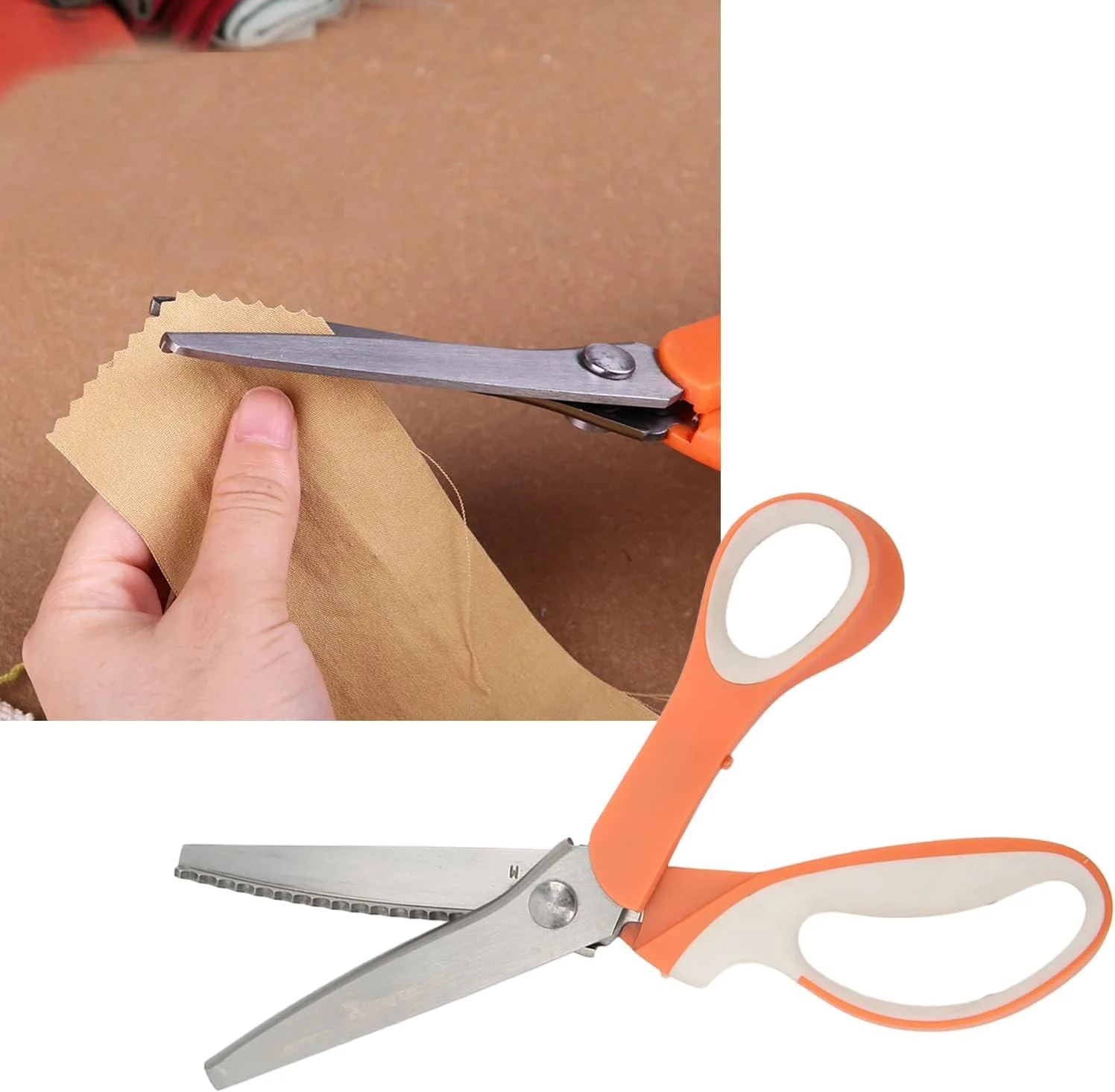 قیچی دندانه دار، قیچی زیگزاگ استیل ضد زنگ قابل حمل حرفه ای نفیس برای صنایع دستی پارچه ای قیچی دندانه دار، قیچی زیگزاگ استیل ضد زنگ قابل حمل حرفه ای نفیس برای صنایع دستی پارچه ای