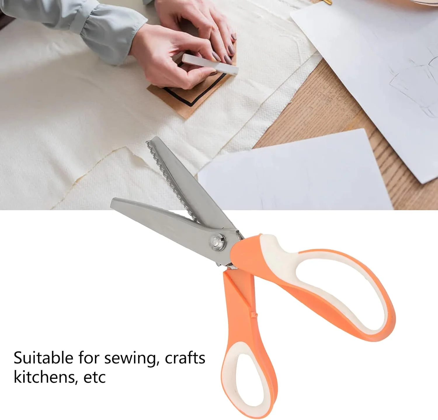 قیچی دندانه دار، قیچی زیگزاگ استیل ضد زنگ قابل حمل حرفه ای نفیس برای صنایع دستی پارچه ای قیچی دندانه دار، قیچی زیگزاگ استیل ضد زنگ قابل حمل حرفه ای نفیس برای صنایع دستی پارچه ای