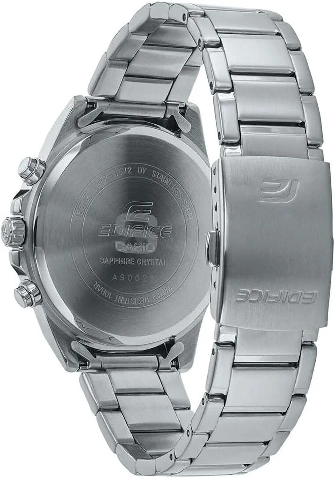 ساعت مچی عقربهای مردانه/زنانه کاسیو مدل EFR-S572D-1AVUEF با بند استیل ضد زنگ، نقرهای ساعت مچی عقربهای مردانه/زنانه کاسیو مدل EFR-S572D-1AVUEF با بند استیل ضد زنگ، نقرهای