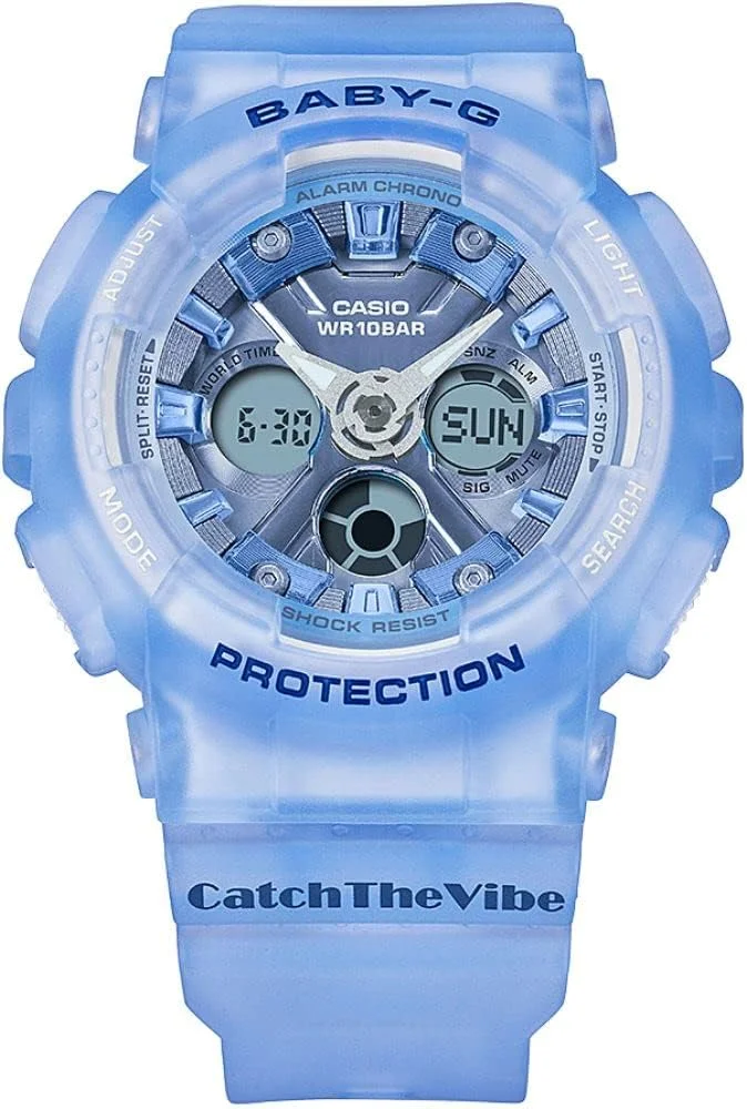 ساعت مچی زنانه کاسیو بیبی-جی مدل Catch The Vibe با صفحه آبی آنالوگ-دیجیتال و بند رزین شفاف - BA-130CV-2ADR ساعت مچی زنانه کاسیو بیبی-جی مدل Catch The Vibe با صفحه آبی آنالوگ-دیجیتال و بند رزین شفاف - BA-130CV-2ADR