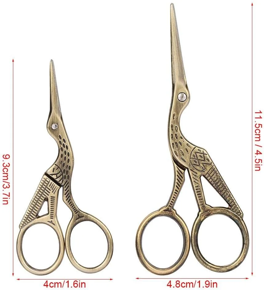 قیچی طرح درنا، 2 عدد قیچی خیاطی طرح درنای حکاکی شده از جنس استیل ضد زنگ برنز رترو در دو سایز برای گلدوزی، برش کاغذ، خیاطی و فعالیت های روزانه قیچی طرح درنا، 2 عدد قیچی خیاطی طرح درنای حکاکی شده از جنس استیل ضد زنگ برنز رترو در دو سایز برای گلدوزی، برش کاغذ، خیاطی و فعالیت های روزانه