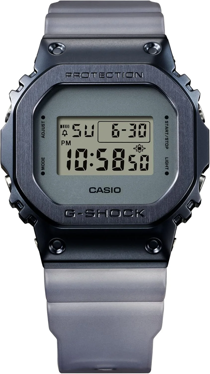 ساعت مچی دیجیتال مردانه کاسیو GM-5600MF-2ER G-Shock Midnight Fog با بند رزینی، خاکستری/خاکستری