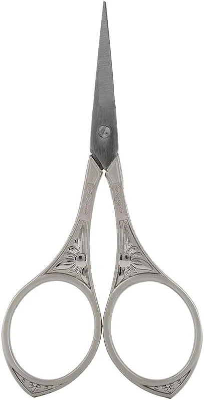 قیچی خیاطی وینتیج با روکش براق، نوک تیز، برای صنایع دستی پارچه دوزی (قیچی آفتابگردان گل نقره ای) قیچی خیاطی وینتیج با روکش براق، نوک تیز، برای صنایع دستی پارچه دوزی (قیچی آفتابگردان گل نقره ای)