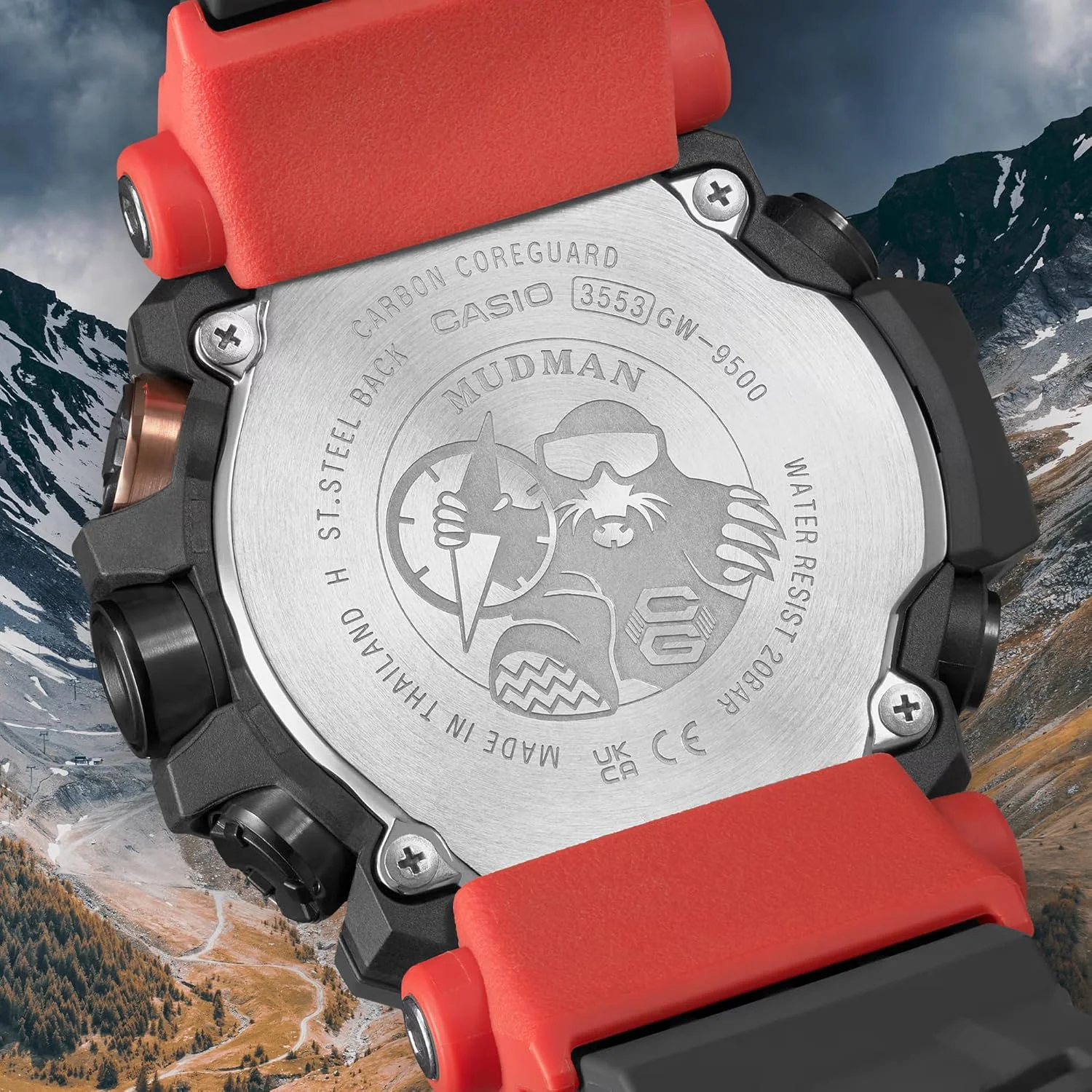 ساعت مچی مردانه کاسیو مدل GW9500-1A4 Tough Solar Master of G Red Mudman G Shock
