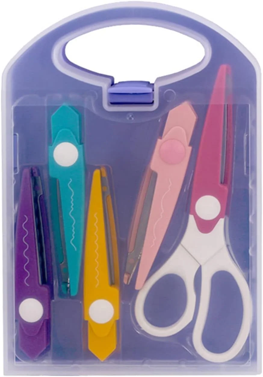 ست قیچی کاغذ کرافت 5 جفتی لبه تزئینی عالی برای برش لبه کاغذ DIY، صنایع دستی، اسکرپ بوک، کوئیلینگ کاغذ و طرح های کودکان برای لوازم التحریر مدرسه، دفتر، بزرگسالان