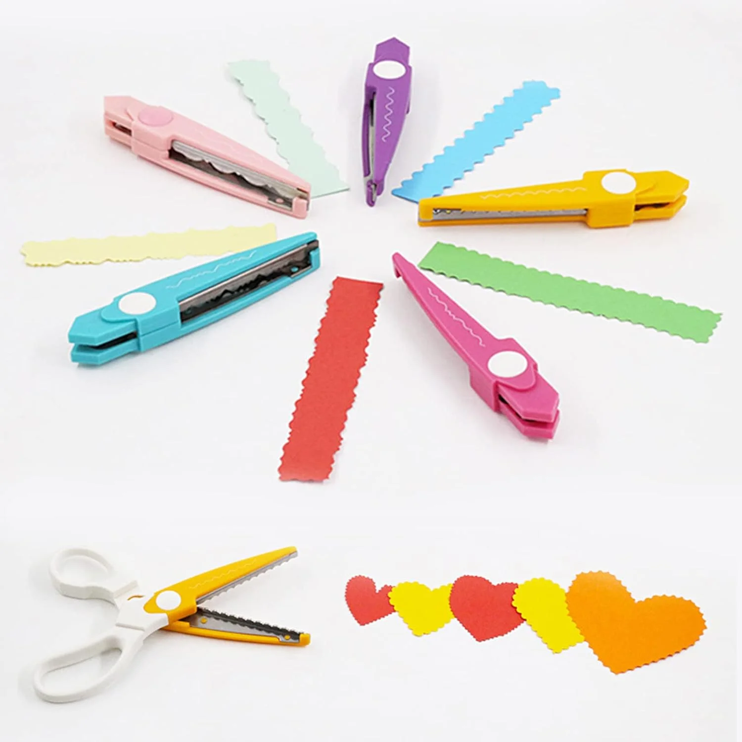 ست قیچی کاغذ کرافت 5 جفتی لبه تزئینی عالی برای برش لبه کاغذ DIY، صنایع دستی، اسکرپ بوک، کوئیلینگ کاغذ و طرح های کودکان برای لوازم التحریر مدرسه، دفتر، بزرگسالان