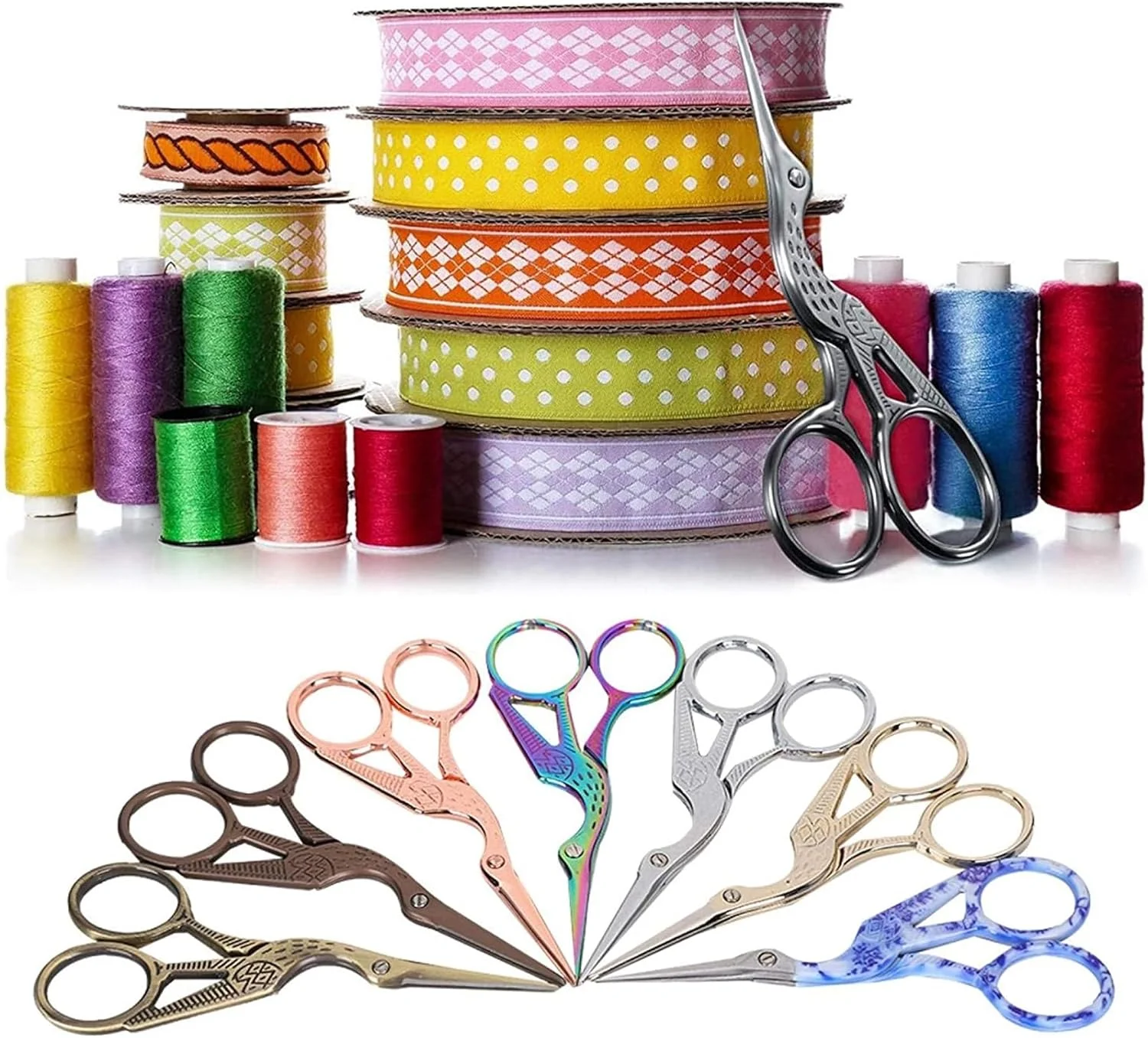 قیچی خیاطی طرح درنا 7 عددی، قیچی های رترو برای گلدوزی، نخ بخیه متقاطع، قیچی چای، 4.5 اینچ، 221 گرم قیچی خیاطی طرح درنا 7 عددی، قیچی های رترو برای گلدوزی، نخ بخیه متقاطع، قیچی چای، 4.5 اینچ، 221 گرم