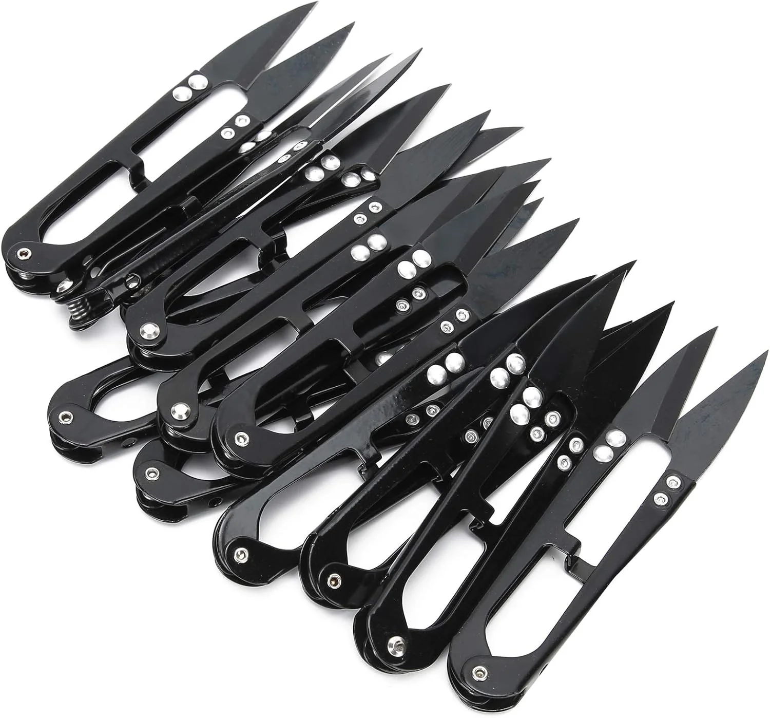 قیچی خیاطی، 12 عدد قیچی نخ فنری U شکل فولاد کربنی بالا DIY برش دهنده نخ بخیه متقاطع گیره نخ جمع و جور برش دهنده نخ برای خیاطی بافتنی کاردستی