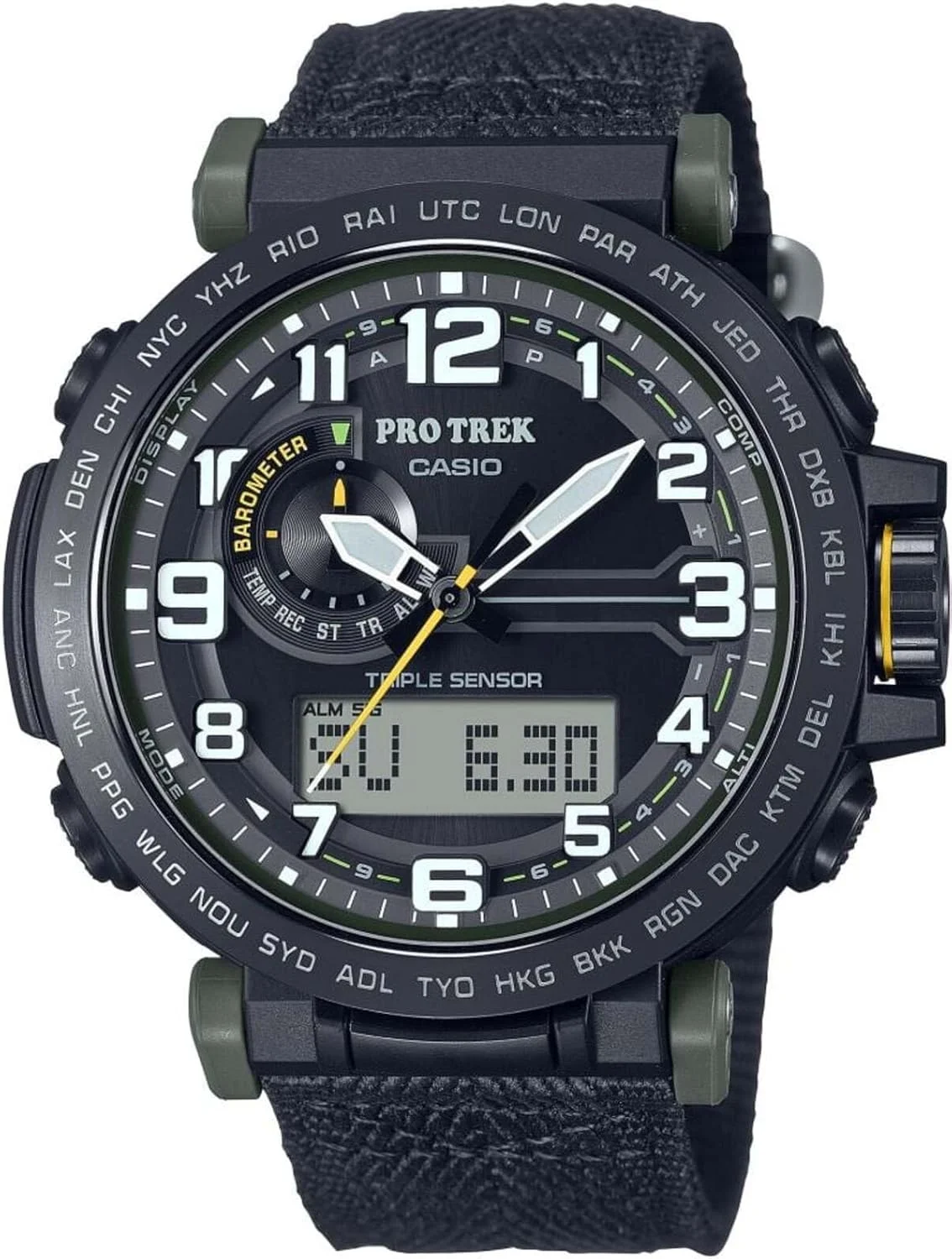 ساعت مچی کاسیو Pro Trek - PRG-601YB-3DR صفحه سبز، بند مشکی