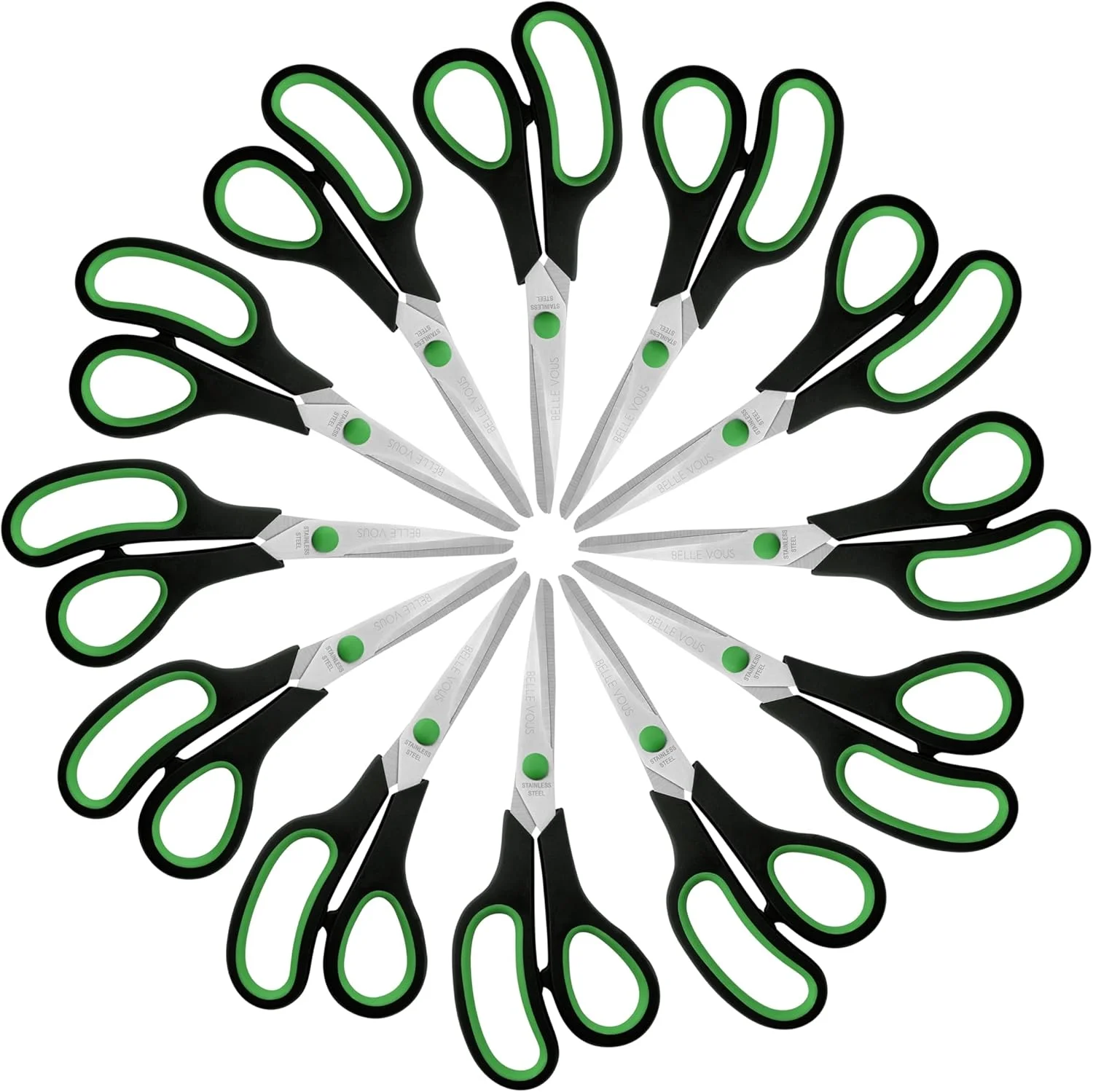 قیچی حلقه مشکی و سبز 7.5 اینچ - 12 عدد