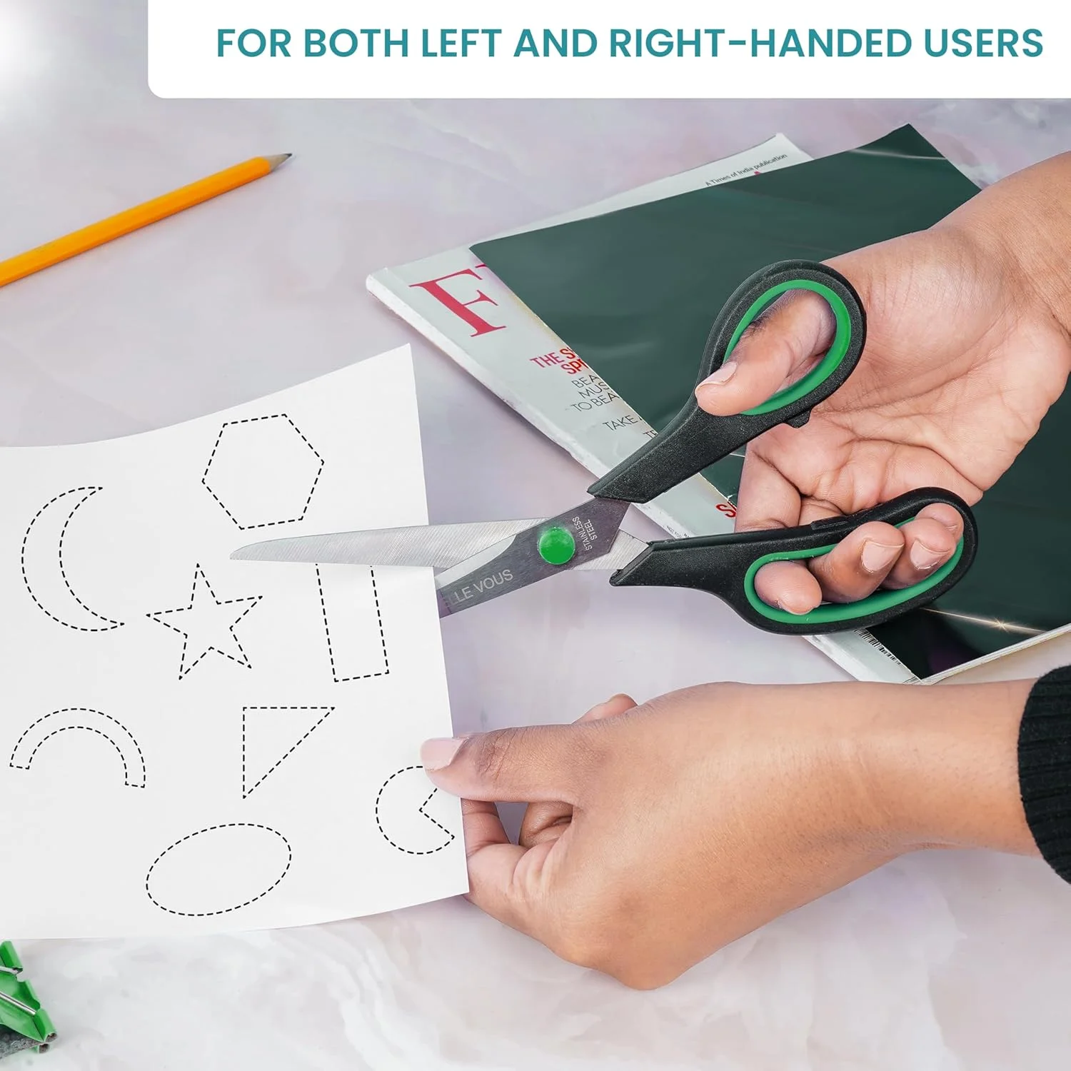 قیچی حلقه مشکی و سبز 7.5 اینچ - 12 عدد قیچی حلقه مشکی و سبز 7.5 اینچ - 12 عدد