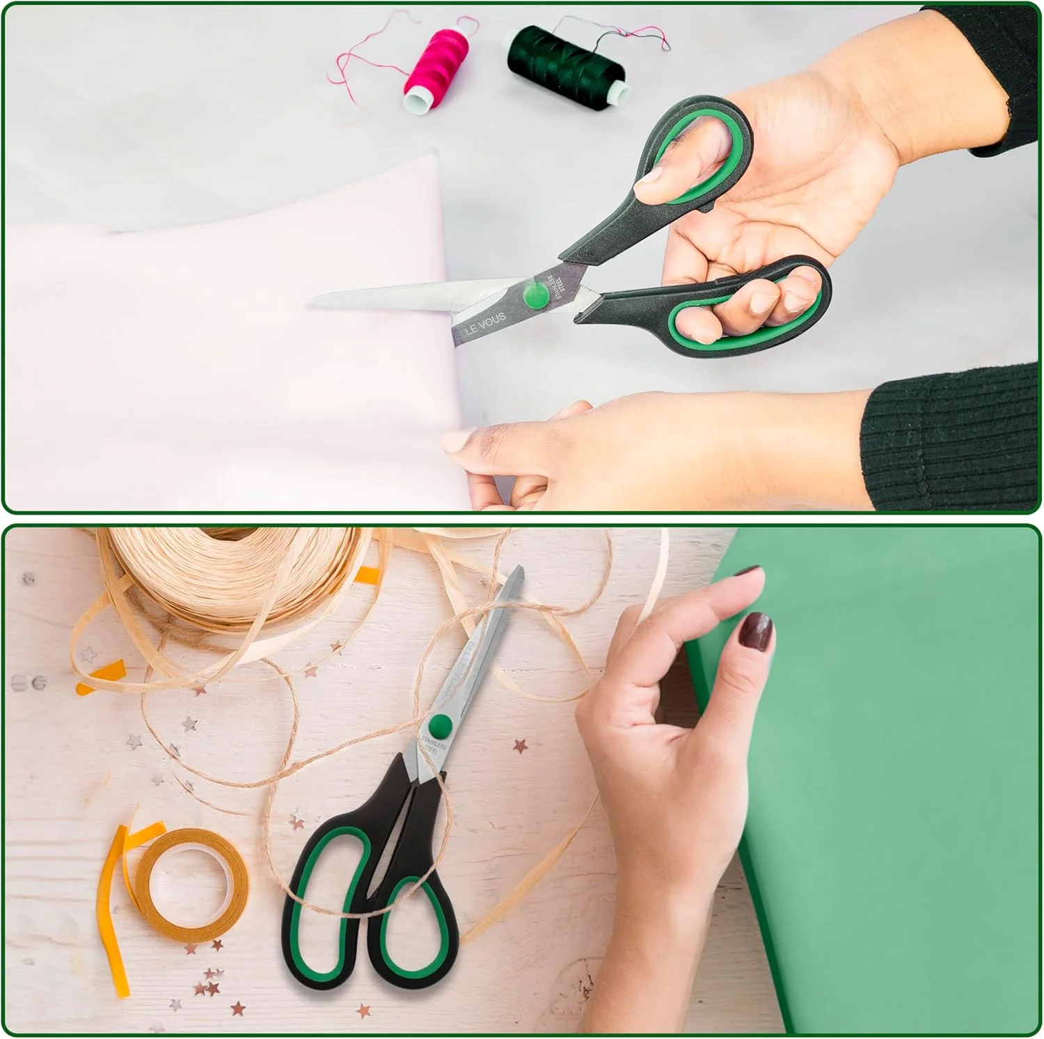 قیچی حلقه مشکی و سبز 7.5 اینچ - 12 عدد قیچی حلقه مشکی و سبز 7.5 اینچ - 12 عدد