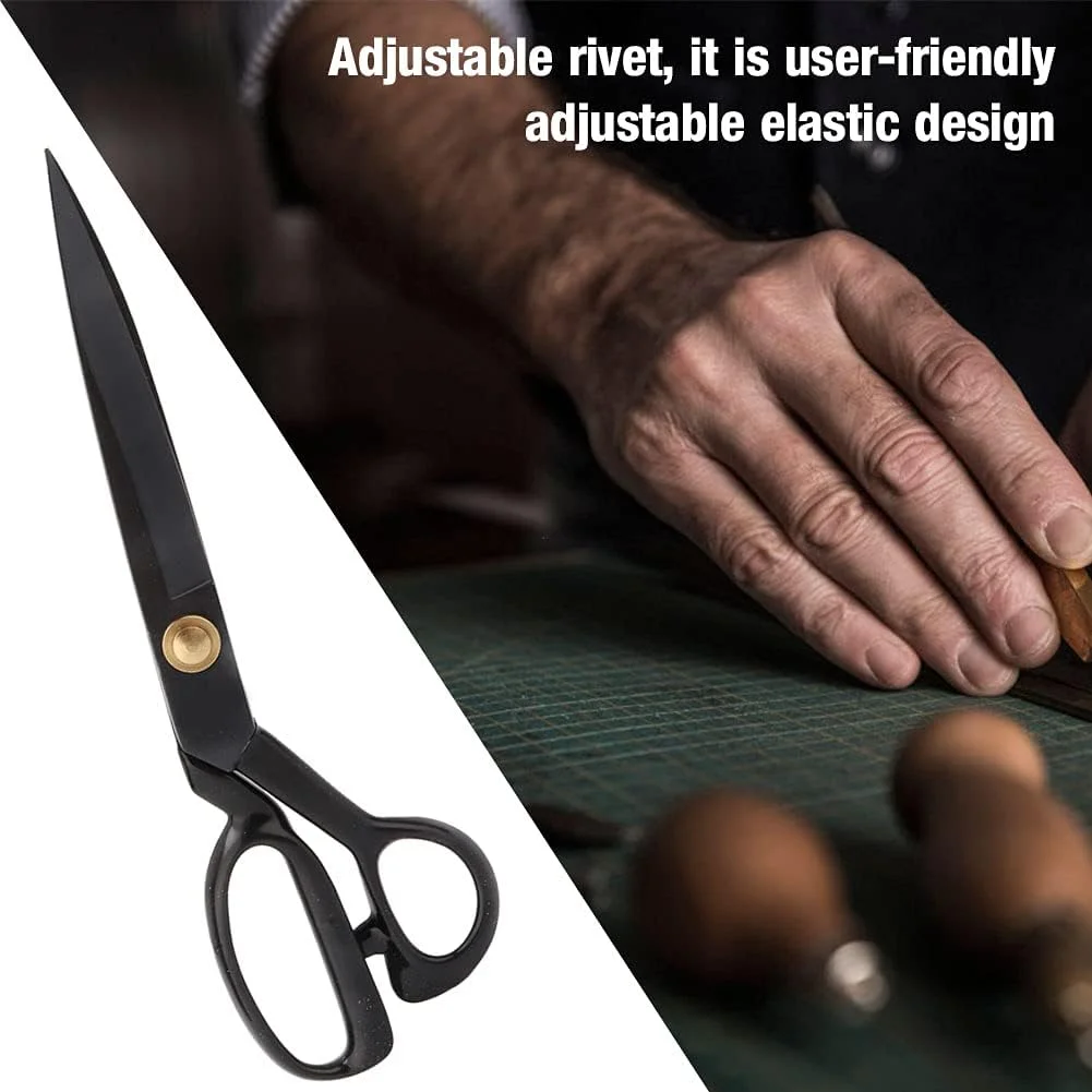 قیچی خیاطی، قیچی خیاطی سبک وزن قابل تنظیم و کاربردی با دسته های سر صاف جنس فولاد مشکی برای مصارف خانگی برای خیاطی (سایز HC-11) قیچی خیاطی، قیچی خیاطی سبک وزن قابل تنظیم و کاربردی با دسته های سر صاف جنس فولاد مشکی برای مصارف خانگی برای خیاطی (سایز HC-11)