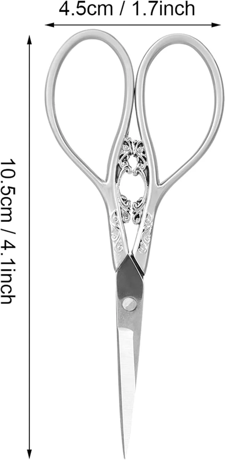 قیچی خیاطی پارچه، قیچی های سنگین استیل ضد زنگ به سبک عتیقه برای برش پارچه، قیچی خیاطی فوق العاده تیز حرفه ای پارچه، قیچی گلدوزی (نقره ای گل نقره ای 2) قیچی خیاطی پارچه، قیچی های سنگین استیل ضد زنگ به سبک عتیقه برای برش پارچه، قیچی خیاطی فوق العاده تیز حرفه ای پارچه، قیچی گلدوزی (نقره ای گل نقره ای 2)