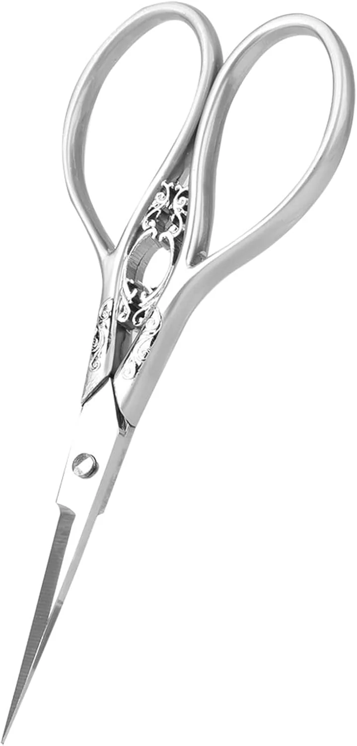 قیچی خیاطی پارچه، قیچی های سنگین استیل ضد زنگ به سبک عتیقه برای برش پارچه، قیچی خیاطی فوق العاده تیز حرفه ای پارچه، قیچی گلدوزی (نقره ای گل نقره ای 2) قیچی خیاطی پارچه، قیچی های سنگین استیل ضد زنگ به سبک عتیقه برای برش پارچه، قیچی خیاطی فوق العاده تیز حرفه ای پارچه، قیچی گلدوزی (نقره ای گل نقره ای 2)