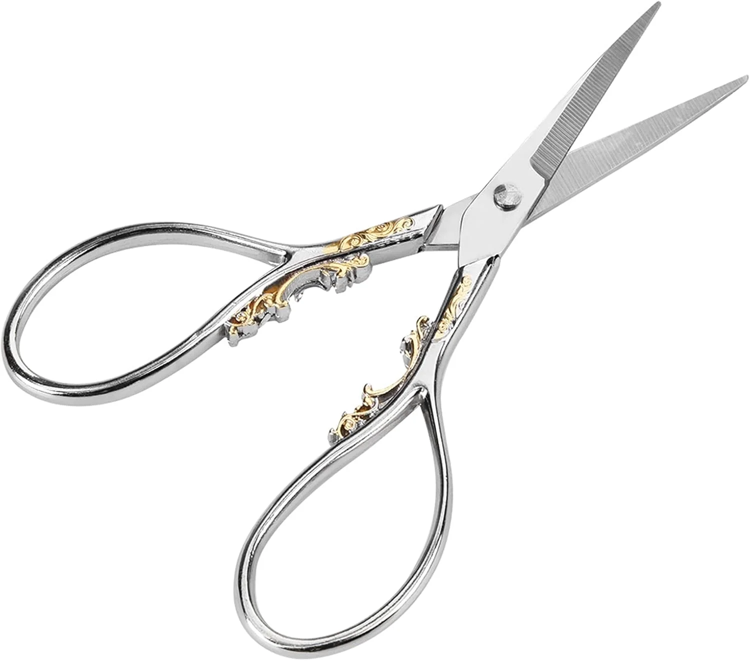 قیچی خیاطی پارچه، قیچی استیل ضد زنگ به سبک عتیقه، قیچی سنگین برای برش پارچه، قیچی خیاطی فوق العاده تیز، قیچی گلدوزی (گل نقره ای طلایی) قیچی خیاطی پارچه، قیچی استیل ضد زنگ به سبک عتیقه، قیچی سنگین برای برش پارچه، قیچی خیاطی فوق العاده تیز، قیچی گلدوزی (گل نقره ای طلایی)