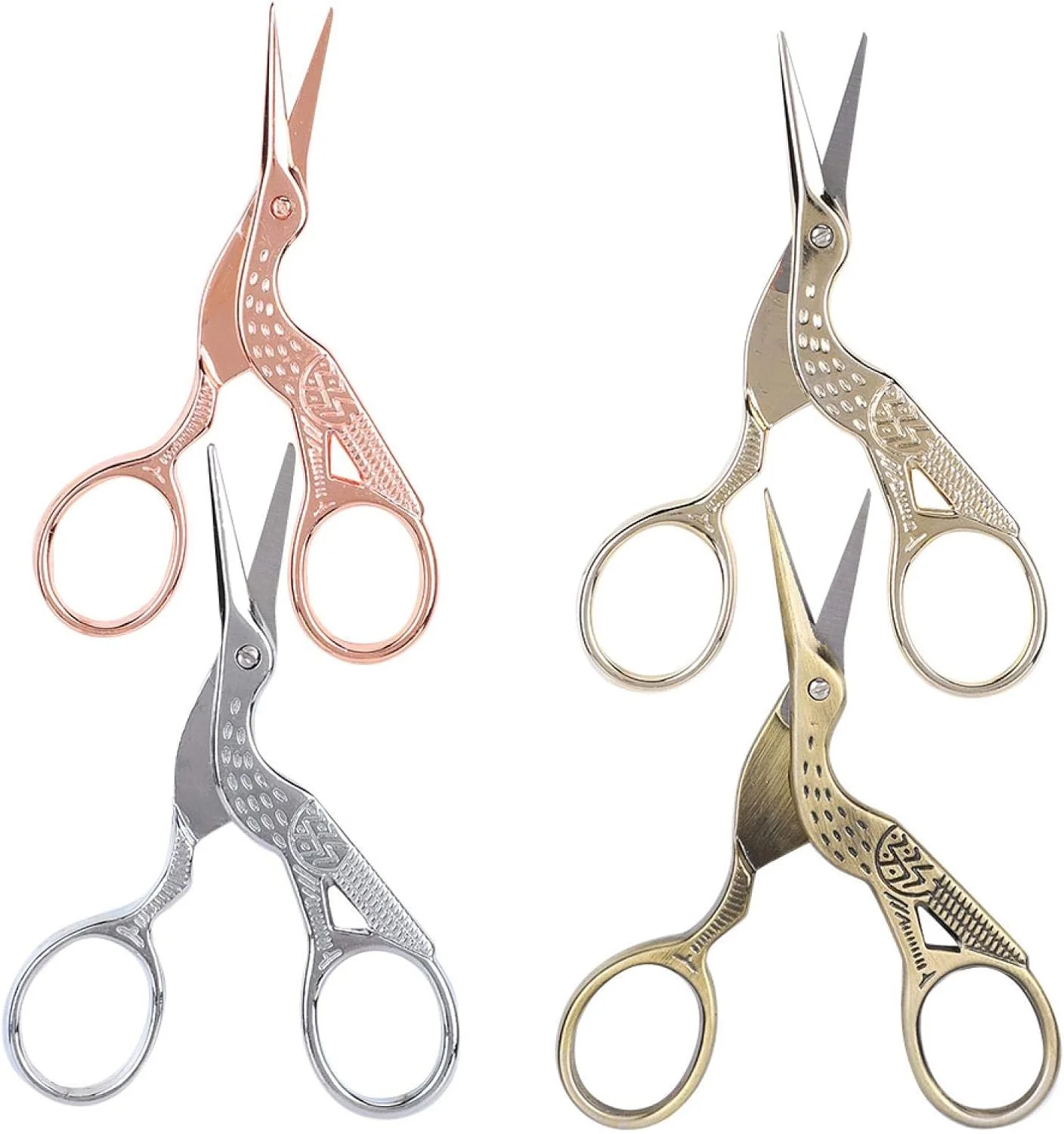 ست قیچی مینیاتوری 4 عددی، قیچی برش طرح لک لک قدیمی 3.5 اینچی برای گلدوزی، خیاطی، کوک متقاطع DIY، فولاد ضد زنگ