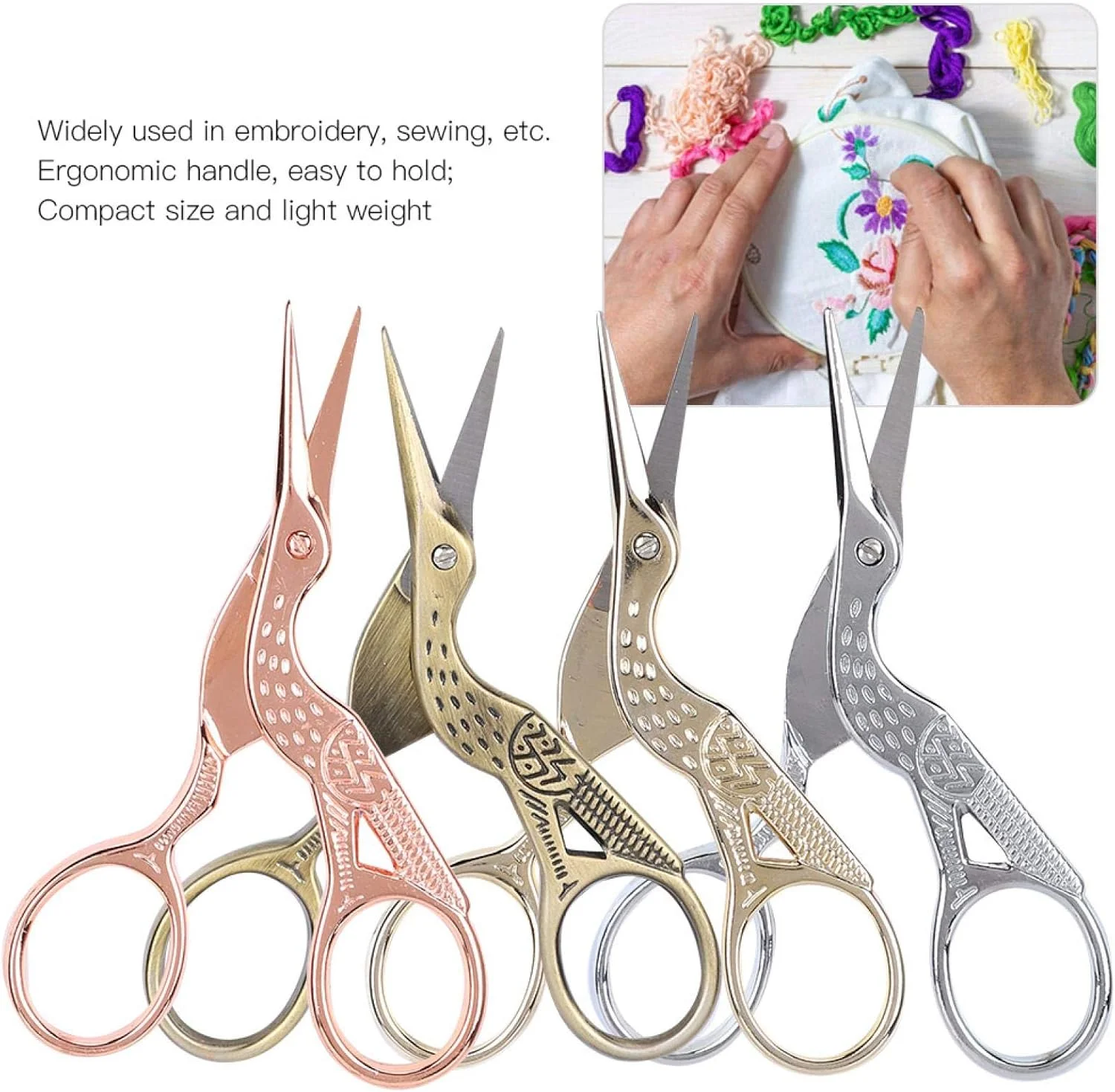 ست قیچی مینیاتوری 4 عددی، قیچی برش طرح لک لک قدیمی 3.5 اینچی برای گلدوزی، خیاطی، کوک متقاطع DIY، فولاد ضد زنگ