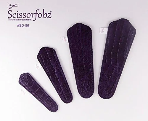 غلاف قیچی SCISSORFOBZ با ScissorGripper - بسته اقتصادی - 4 سایز - روکش و نگهدارنده قیچی طراح دار برای گلدوزی، خیاطی، تکه دوزی - هدیه ای برای خیاطان و تکه دوزان - بافت مشکی عتیقه.S-89
