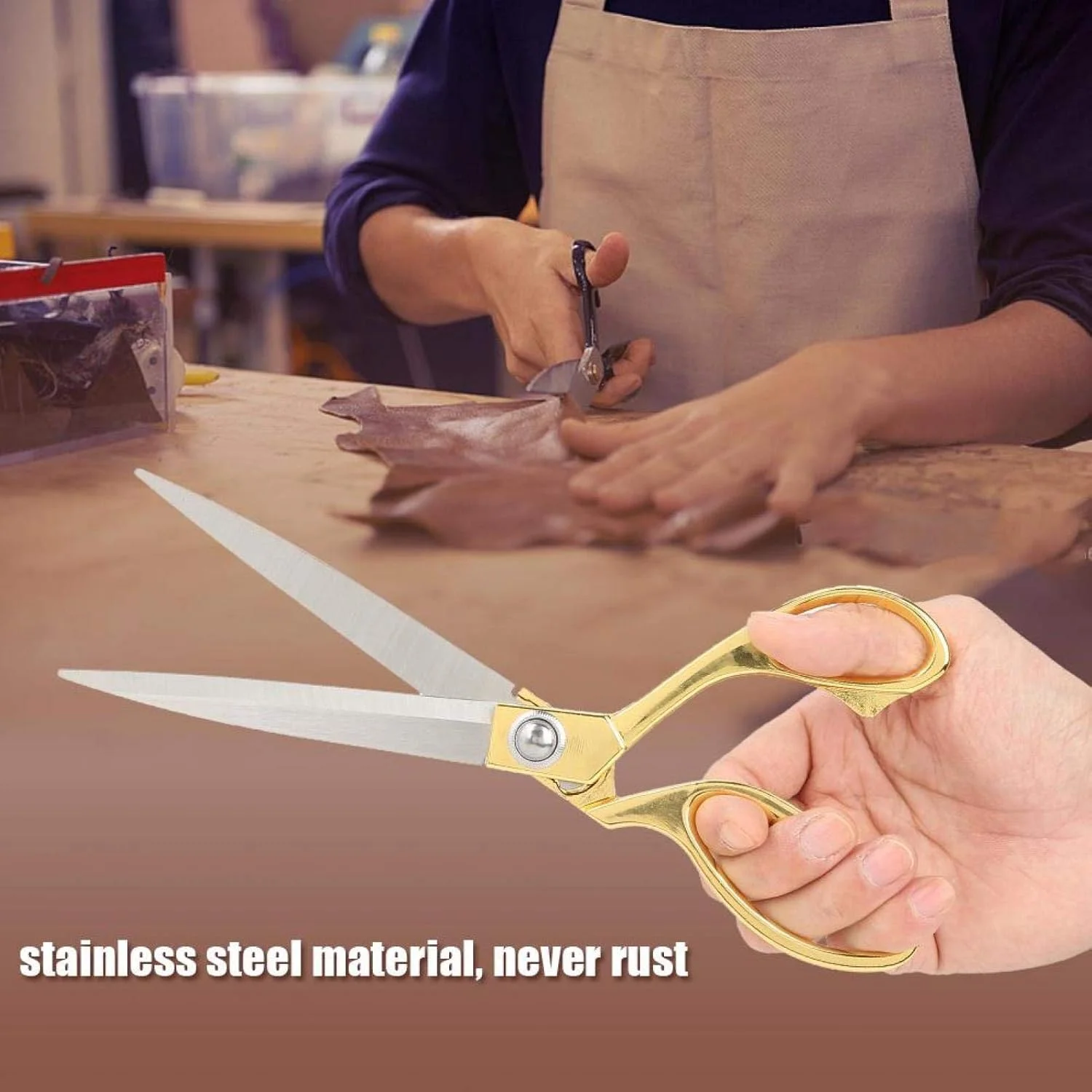 قیچی خیاطی، طلایی 10.5 اینچی، قیچی استیل ضد زنگ ممتاز خیاطی، قیچی چند منظوره سنگین، ست قیچی پارچه حرفه ای استیل ضد زنگ برای دفتر کار، خانه، مدرسه، خیاطی پارچه (طلایی) قیچی خیاطی، طلایی 10.5 اینچی، قیچی استیل ضد زنگ ممتاز خیاطی، قیچی چند منظوره سنگین، ست قیچی پارچه حرفه ای استیل ضد زنگ برای دفتر کار، خانه، مدرسه، خیاطی پارچه (طلایی)