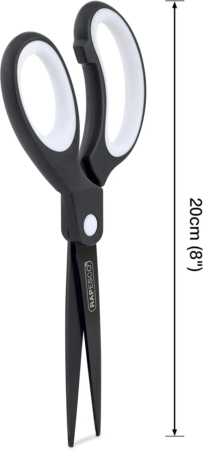 قیچی کاغذ سبک وزن با روکش تیتانیوم و دسته نرم Rapesco 1597 - بسته 3 عددی - مشکی و خاکستری روشن