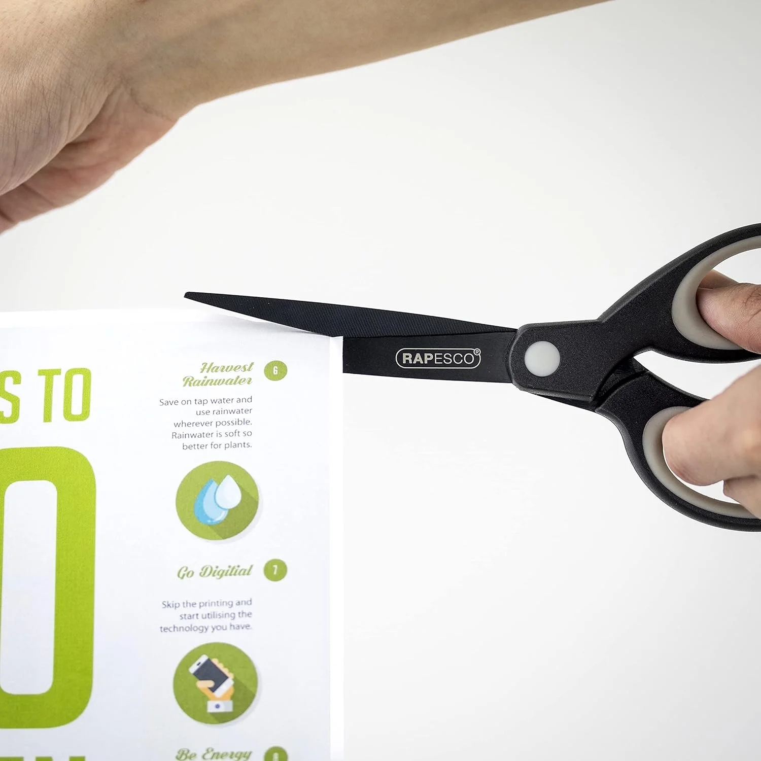 قیچی کاغذ سبک وزن با روکش تیتانیوم و دسته نرم Rapesco 1597 - بسته 3 عددی - مشکی و خاکستری روشن