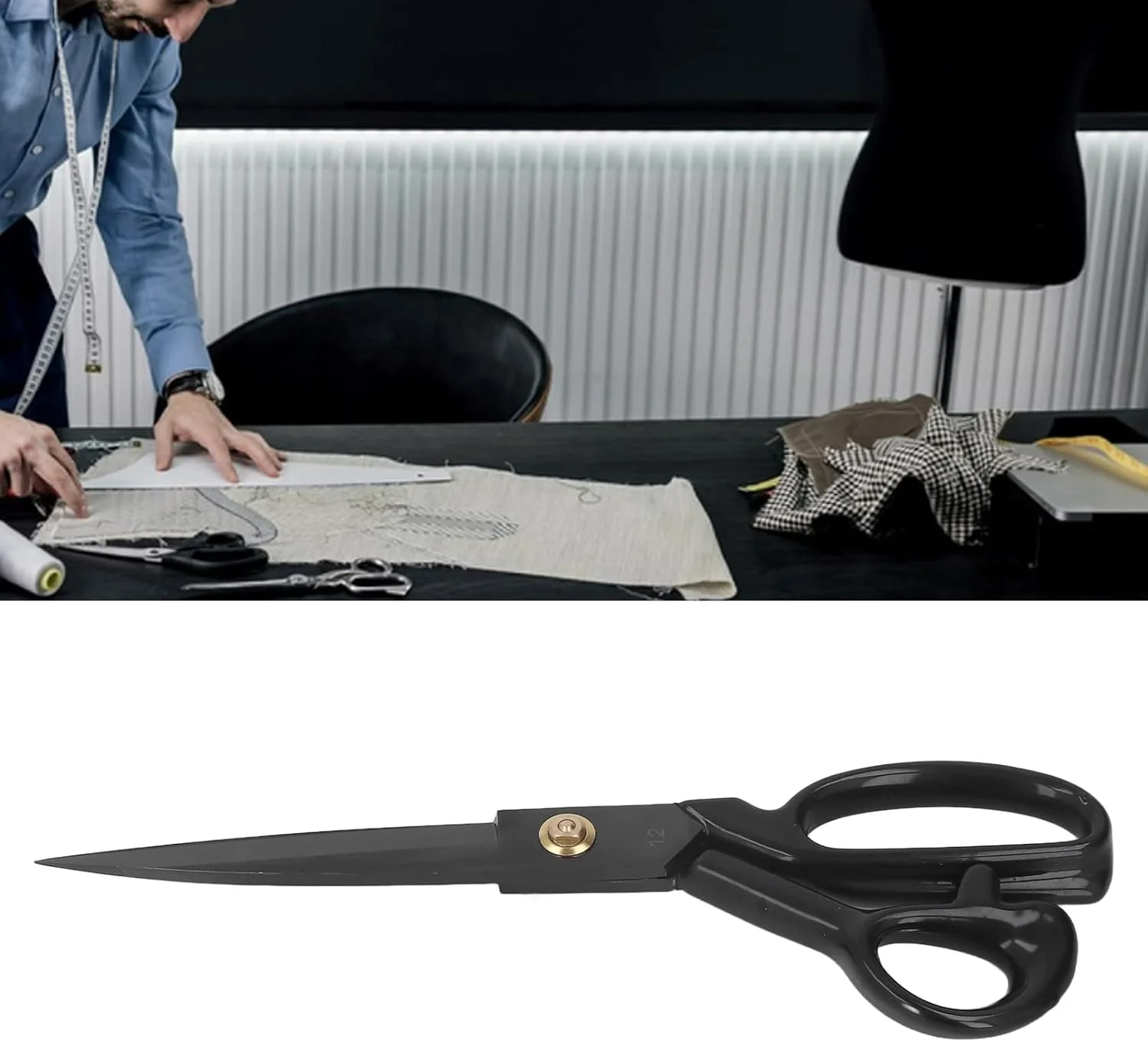 قیچی خیاطی حرفه ای Qcwwy سایز 12 اینچ، قیچی خیاطی سنگین از جنس فولاد منگنز بالا برای پارچه، چرم و خیاطی قیچی خیاطی حرفه ای Qcwwy سایز 12 اینچ، قیچی خیاطی سنگین از جنس فولاد منگنز بالا برای پارچه، چرم و خیاطی