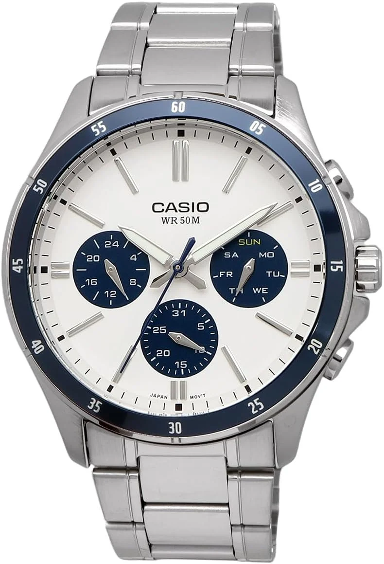 ساعت مچی مردانه کوارتز استاندارد کاسیو سری MTP-1374، چند محوره، نمایشگر 24 ساعته، مدل خارج از کشور