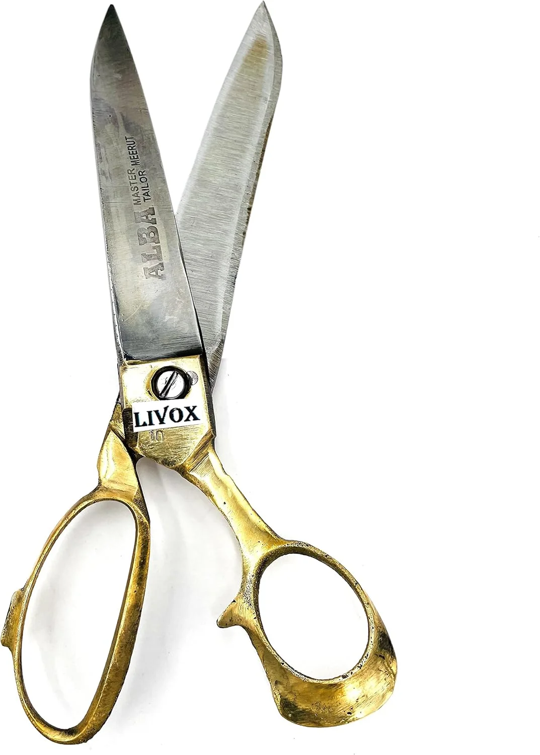 قیچی خیاطی سنگین استیل ضد زنگ حرفه ای LIVOX® برای پارچه، قیچی برش پارچه با دسته روکش برنجی (10 اینچ، طلایی)