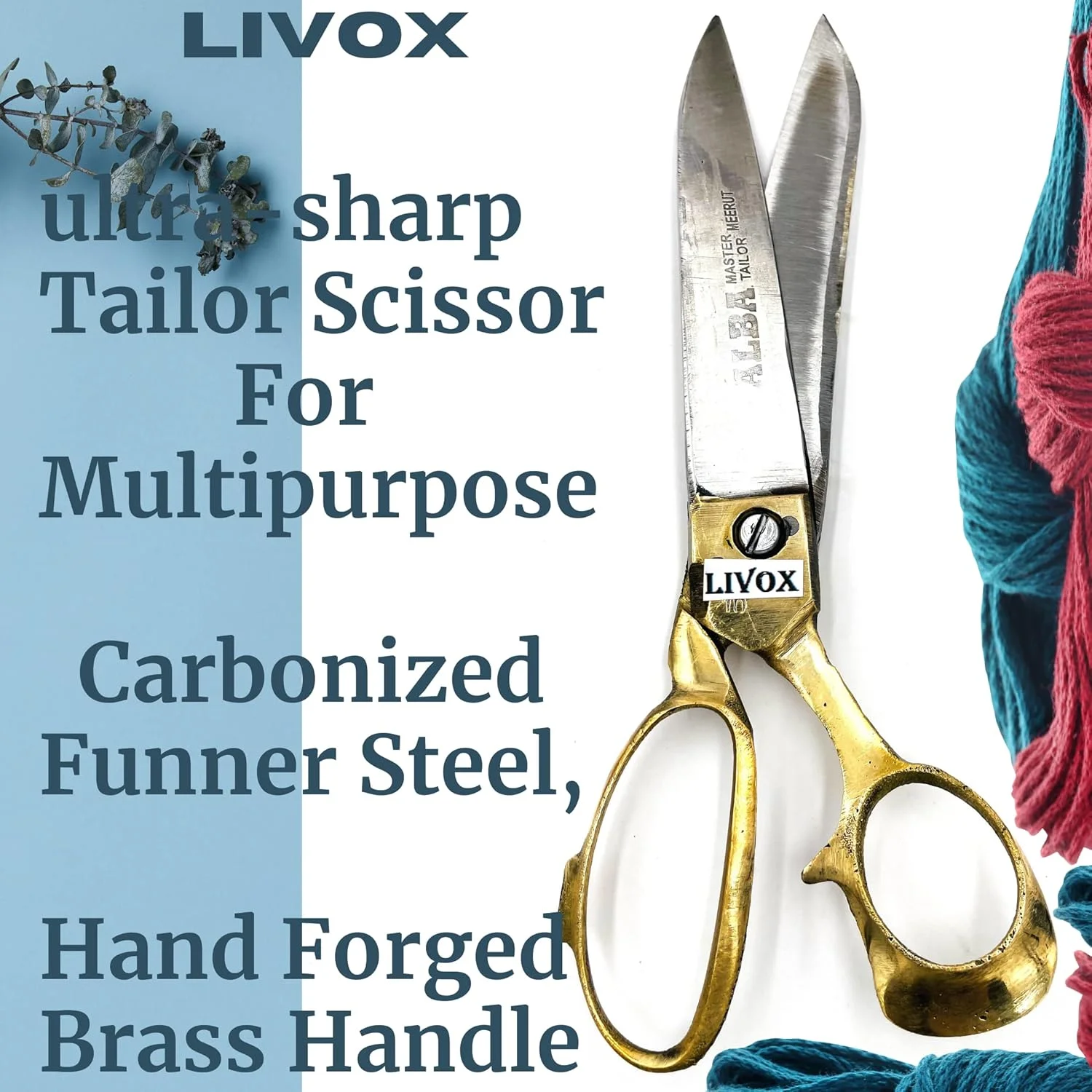 قیچی خیاطی سنگین استیل ضد زنگ حرفه ای LIVOX® برای پارچه، قیچی برش پارچه با دسته روکش برنجی (10 اینچ، طلایی) قیچی خیاطی سنگین استیل ضد زنگ حرفه ای LIVOX® برای پارچه، قیچی برش پارچه با دسته روکش برنجی (10 اینچ، طلایی)