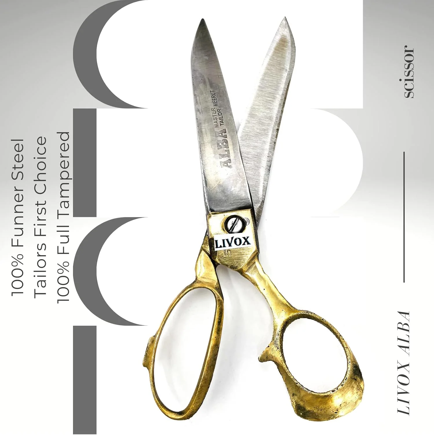 قیچی خیاطی سنگین استیل ضد زنگ حرفه ای LIVOX® برای پارچه، قیچی برش پارچه با دسته روکش برنجی (10 اینچ، طلایی) قیچی خیاطی سنگین استیل ضد زنگ حرفه ای LIVOX® برای پارچه، قیچی برش پارچه با دسته روکش برنجی (10 اینچ، طلایی)