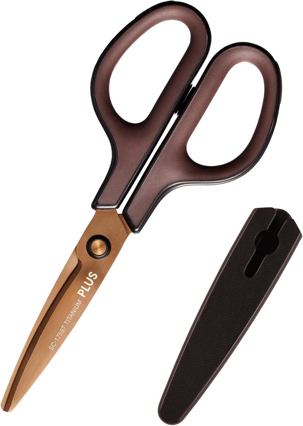 قیچی PLUS FITCUT CURB با روکش تیتانیومی و دسته آسان گیر مدل SC-175ST قهوه ای - برش تیز و راحتی مطلوب - [وارداتی از ژاپن]
