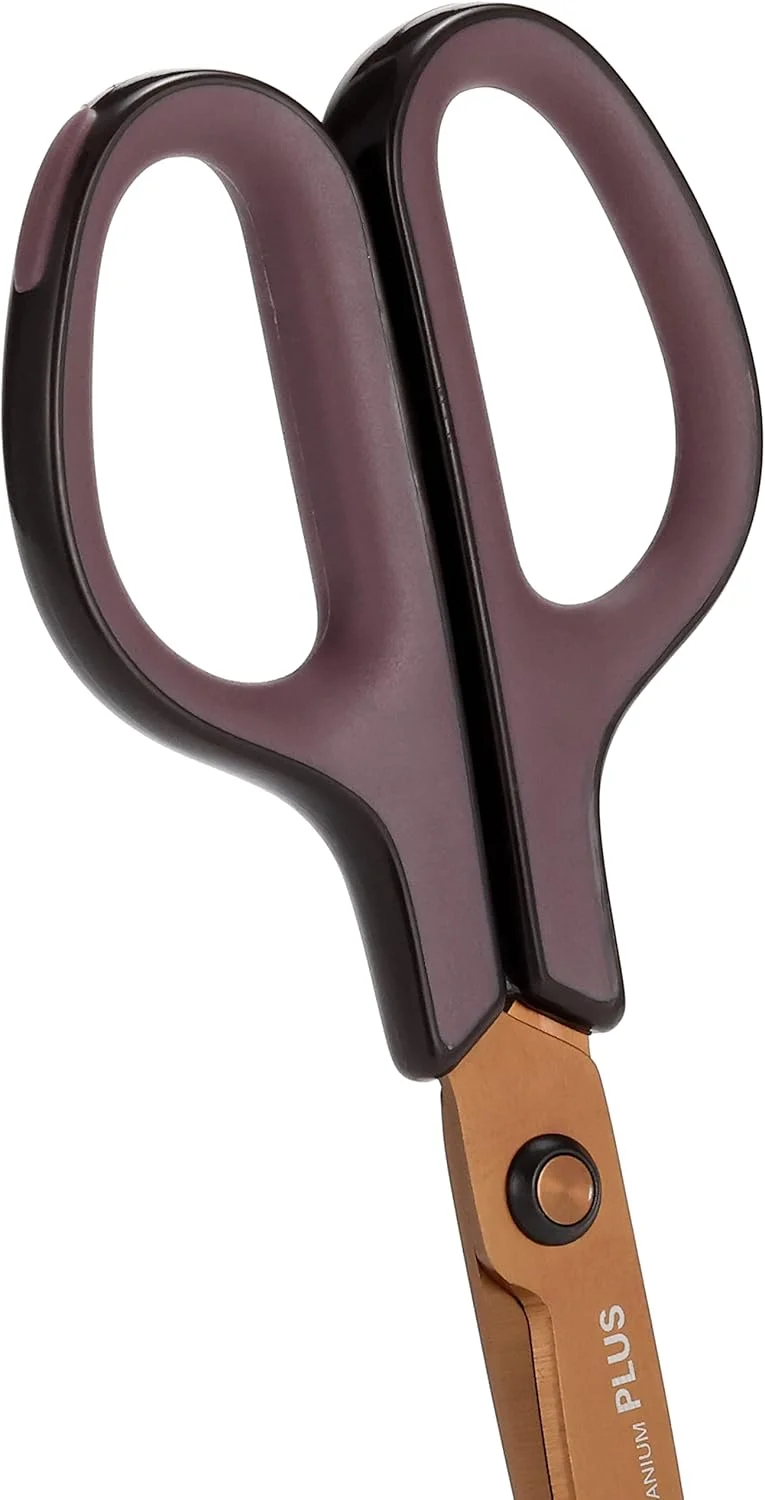 قیچی PLUS FITCUT CURB با روکش تیتانیومی و دسته آسان گیر مدل SC-175ST قهوه ای - برش تیز و راحتی مطلوب - [وارداتی از ژاپن]